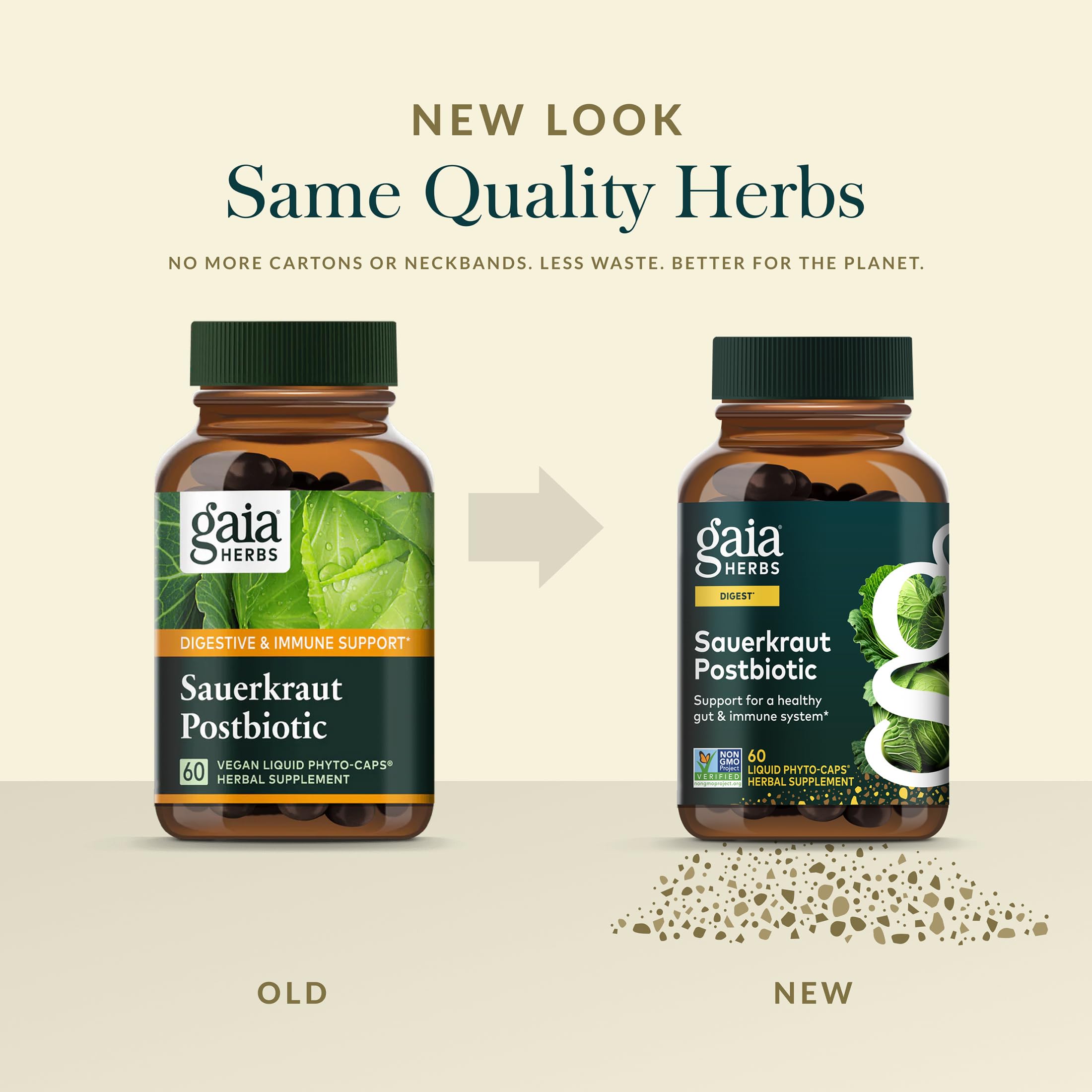 Gaia Herbs Sauerkraut Postbiotic - Gut Health & Immune Support Supplement* - Made with Fermented Sauerkraut - Free from Dairy, Soy & Gluten - 60 Vegan Liquid Phyto-Caps (30 Servings) Gaia Herbs uk supplements