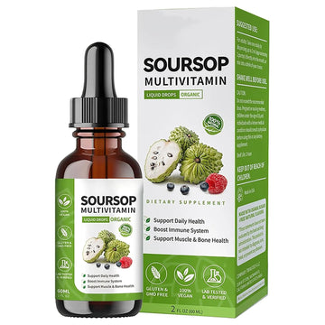 Soursop Bitters Liquid 2 Fl Oz, Soursop Graviola Leaf Extract Liquid Drop, Soursop Multivitamin Liquid Drops Organic for Cell Support, Immune System, Relax bogomo uk supplements