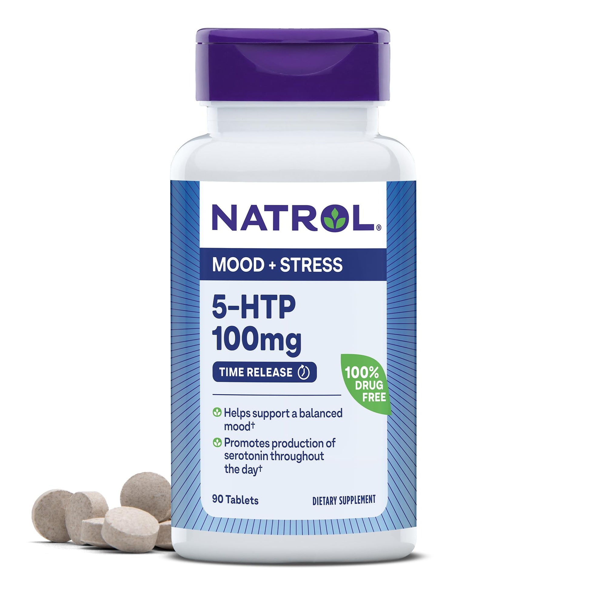 Natrol 5-HTP 100mg, Dietary Supplement Helps Support a Balanced Mood, Mood and Stress Support Supplement, 90 Time Release Tablets, 45-90 Day Supply Natrol uk supplements