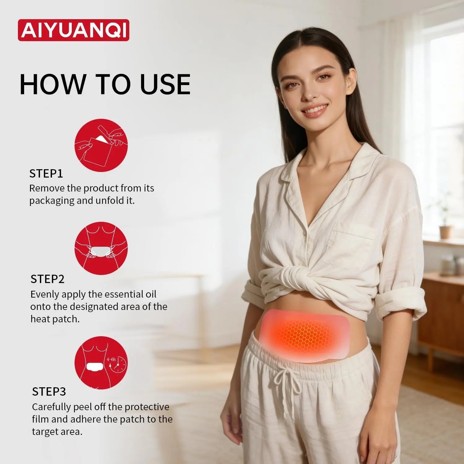 AIYUANQI 3PCS Menstrual Cramps Herbal Heating Patches for Pain Relief, Self-Heating Mugwort Patches, Full Abdomen Cover and Skin-friendly Comfortable, Rapid Heating and Keep Warm, Ideal Gift for Women AIYUANQI uk supplements
