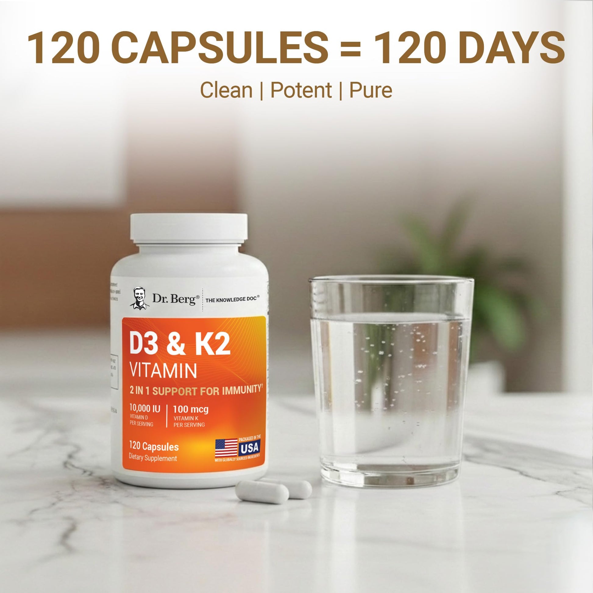Dr. Berg Vitamin D3 & K2 10,000 IU + MK-7 – 120 Capsules – Immune, Bone & Heart Support* Supplement w/Magnesium, Zinc, B6 – 4X Lab-Tested – No Fillers – Non-GMO, cGMP, Formulated in USA Dr. Berg Nutritionals uk supplements
