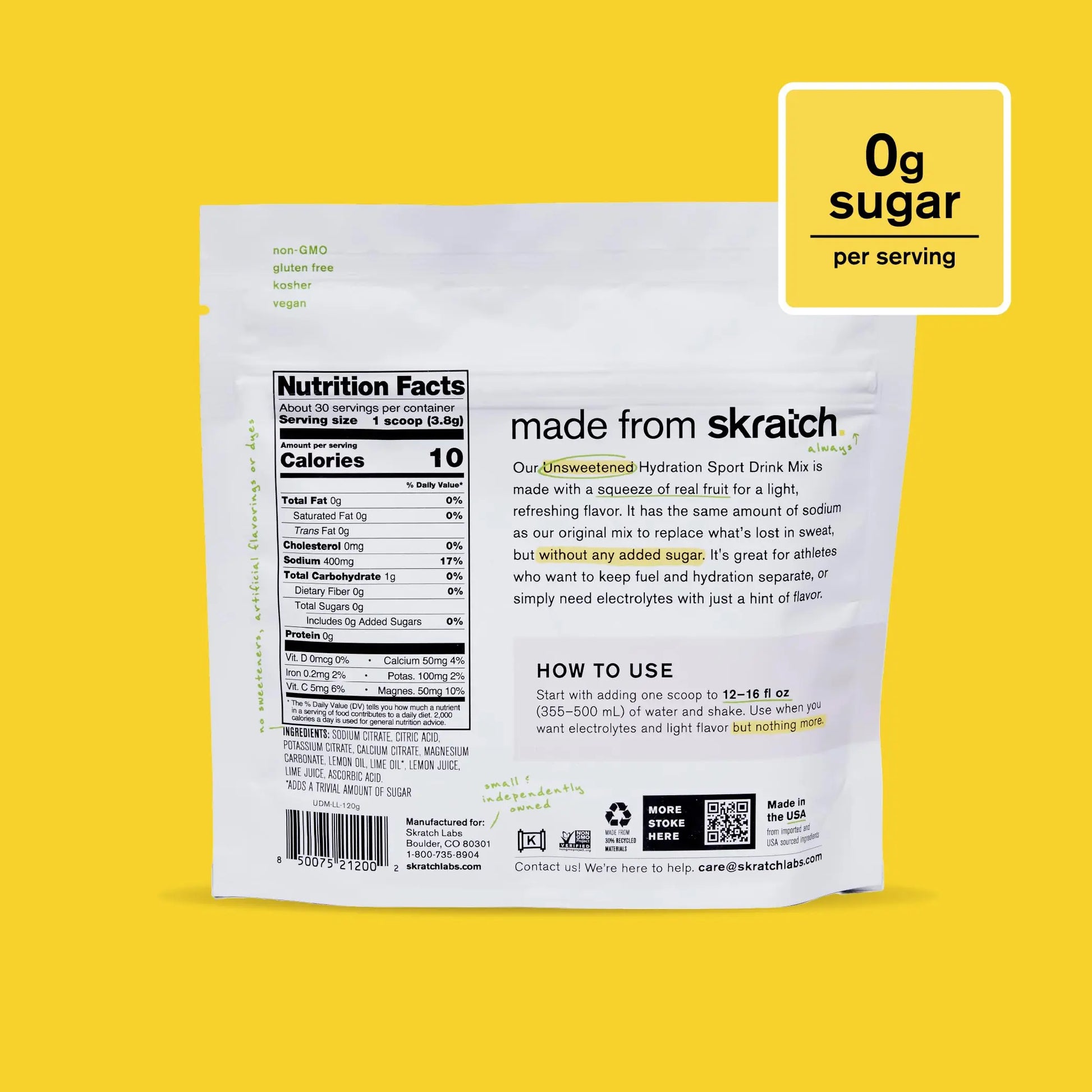 Skratch Labs Unsweetened Hydration Sport Drink Mix | Sugar Free | Electrolytes Booster | Lemon + Lime - 30 Servings | Non-GMO Skratch Labs uk supplements