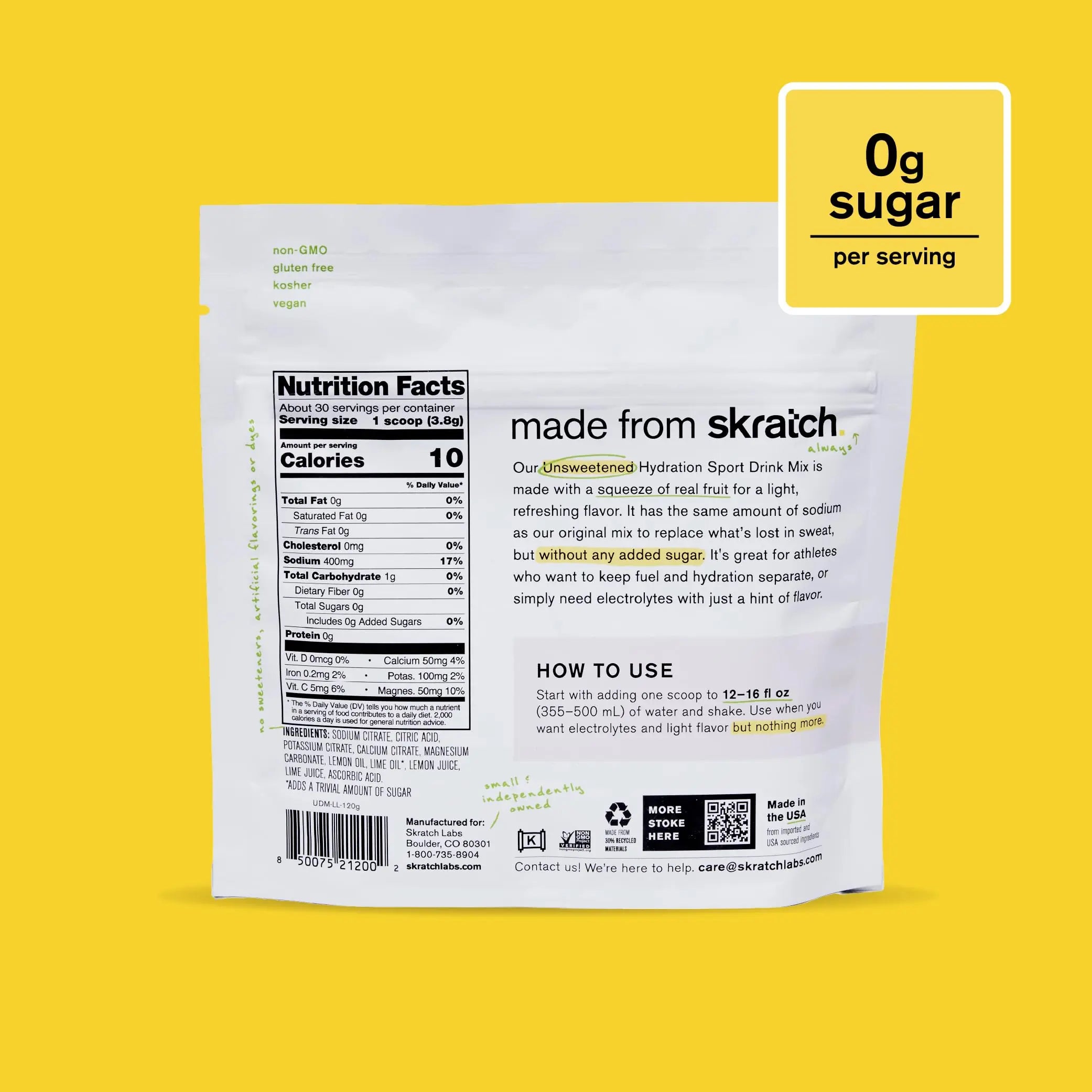 Skratch Labs Unsweetened Hydration Sport Drink Mix | Sugar Free | Electrolytes Booster | Lemon + Lime - 30 Servings | Non-GMO Skratch Labs uk supplements