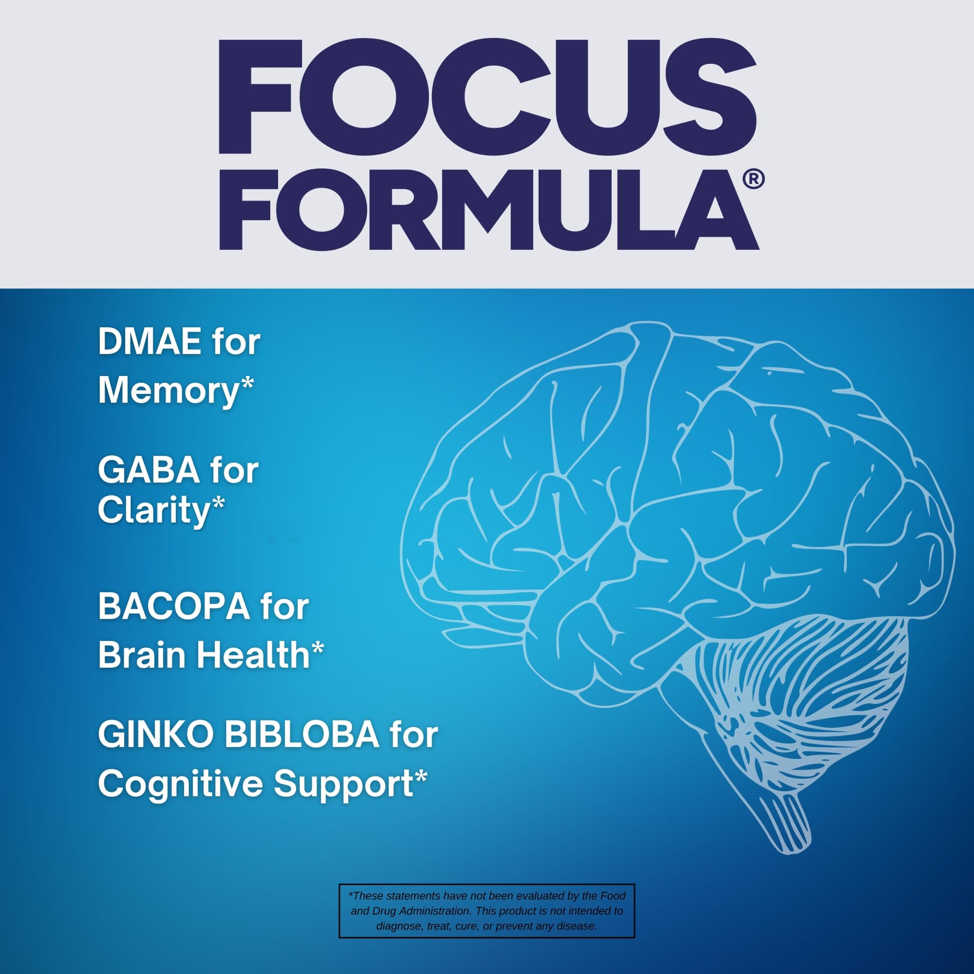 Focus Formula Nootropic Brain Supplement, Focus Capsules for Concentration, Supports Energy, Brain Booster with GABA, DMAE, and BACOPA, Memory Support Supplement, Cognitive Support, 60 Veggie Tablets Focus Formula uk supplements