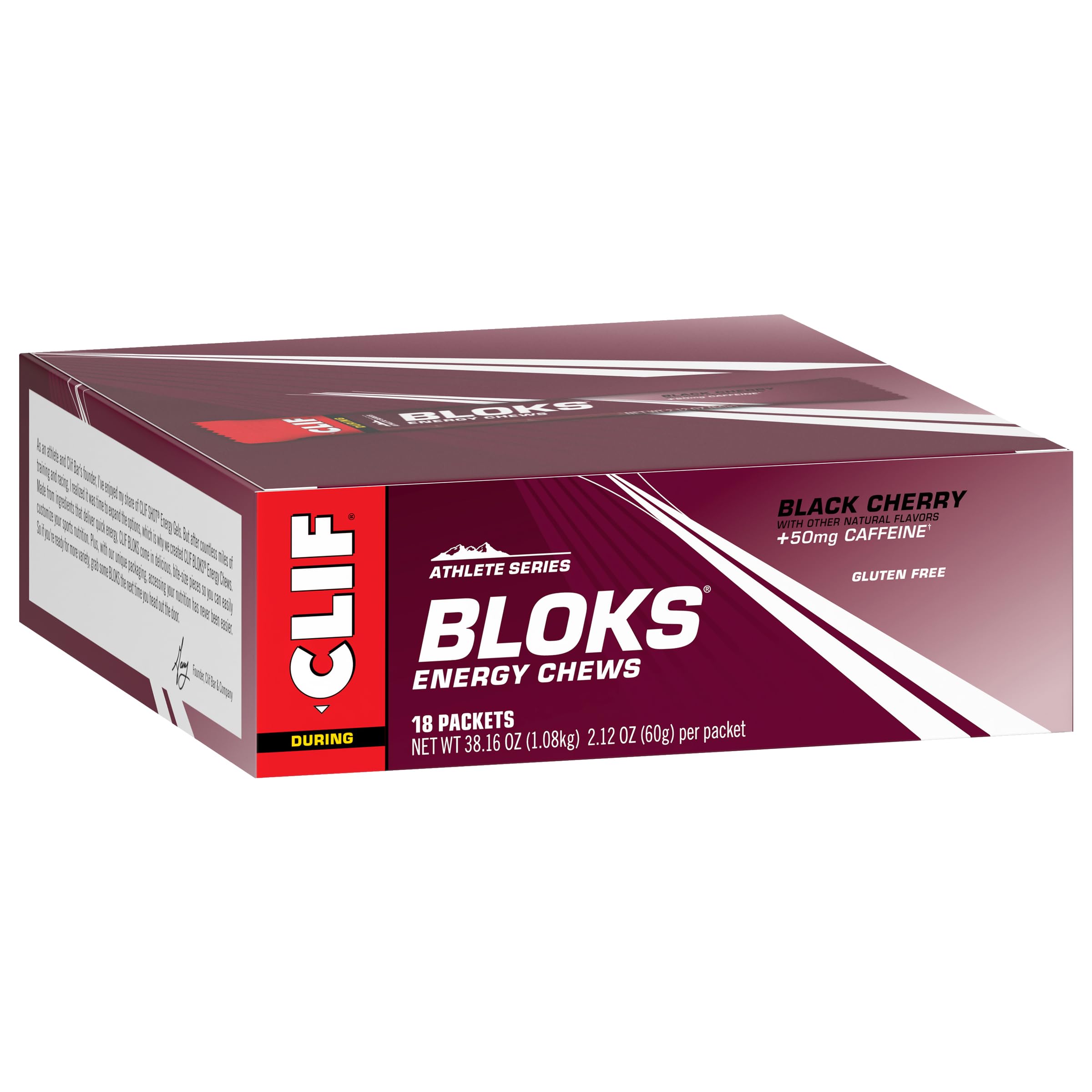 CLIF BLOKS - Black Cherry Flavor with Caffeine - Energy Chews - Non-GMO Clif Bar uk supplements
