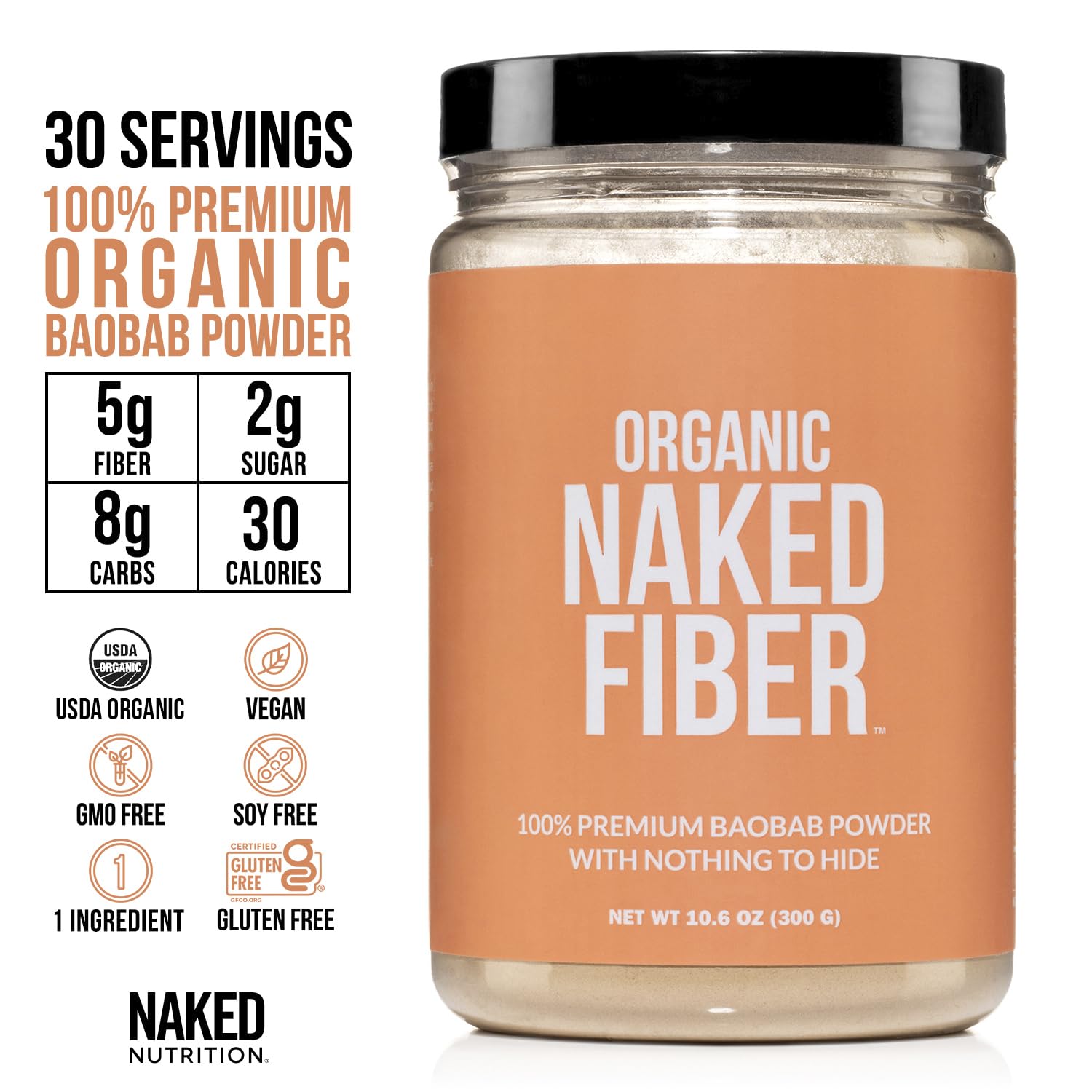 Naked Nutrition Naked Fiber Organic Baobab Powder Fiber Supplement Naked Nutrition uk supplements