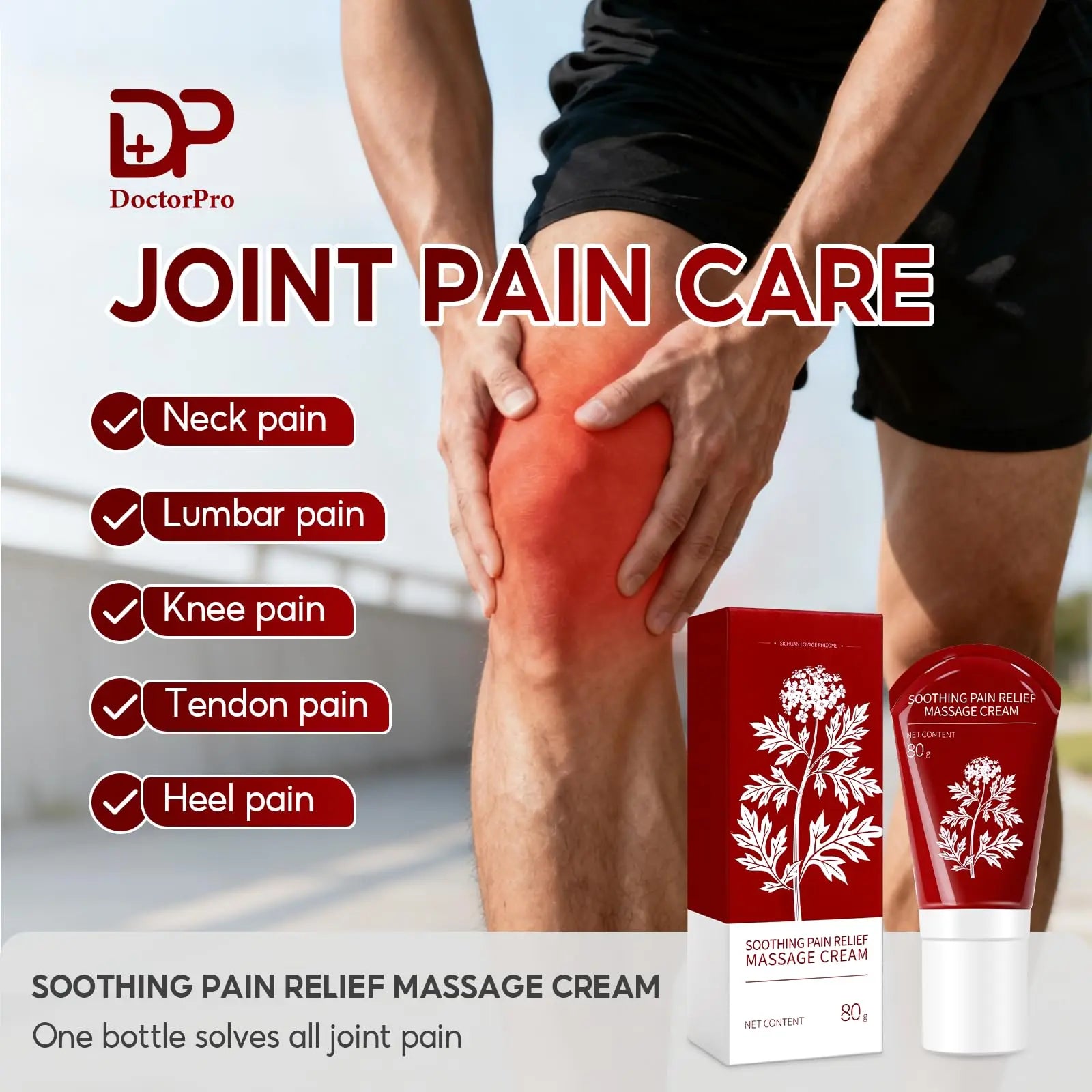 DoctorPro Soothing Massage Cream 80g Joint Relief Roll Muscle Comfort Non-Greasy Refreshing Formula for Knees, Lumbar, Neck, Back,Shoulders, Hands, and Feet, Menthol Gel DoctorPro uk supplements