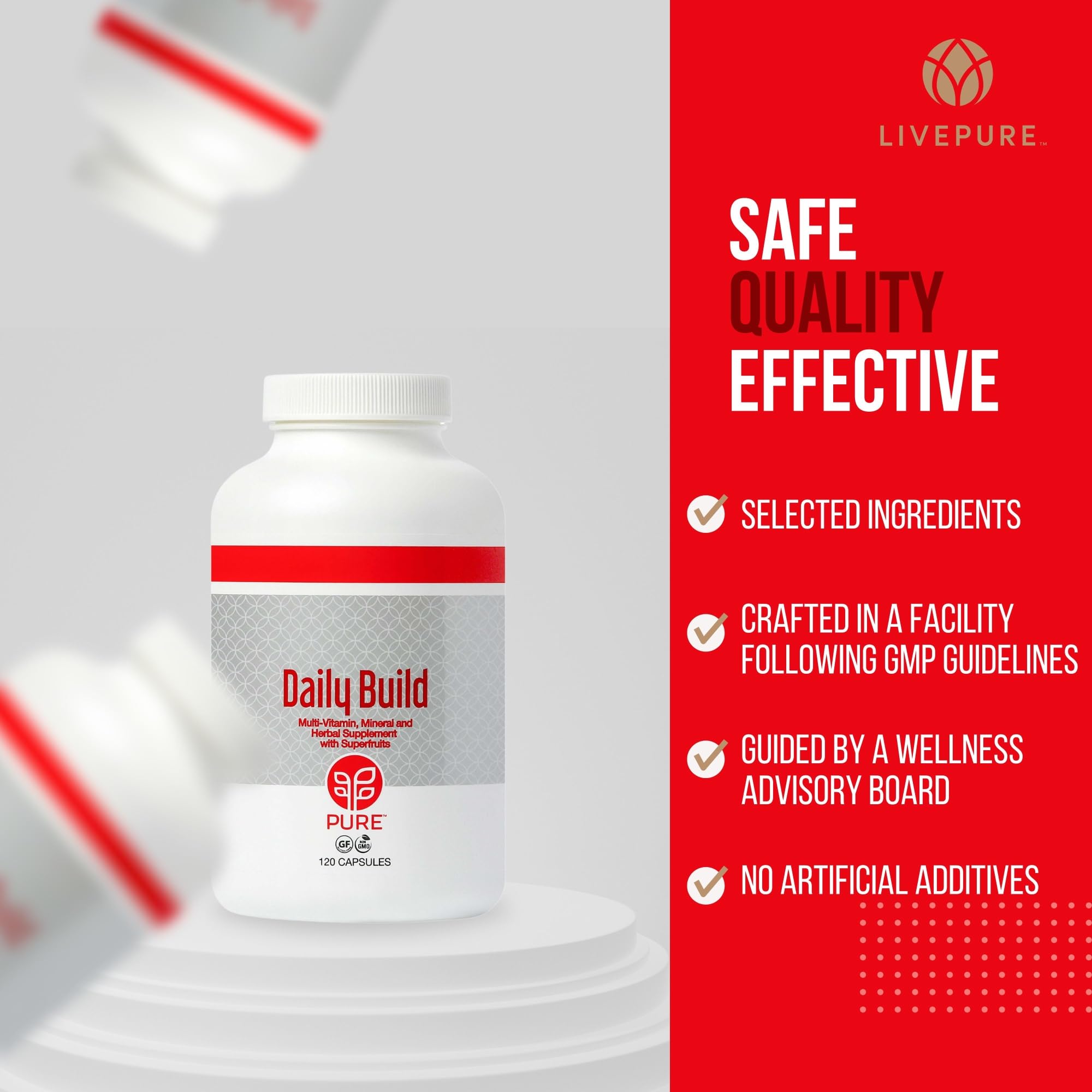 PURE Daily Build | 120 Capsules | Advanced Multivitamin Supplement | Enhanced with Essential Vitamins, Minerals PURE uk supplements