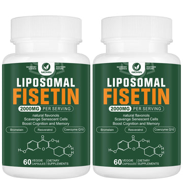 Liposomal Fisetin Supplement, 2000MG, 98% Pure Fisetin Polyphenols Antioxidants, with Quercetin, TMG and Resveratrol, for Healthy Aging, Cognitive Support, 120 Capsules NICMIN uk supplements