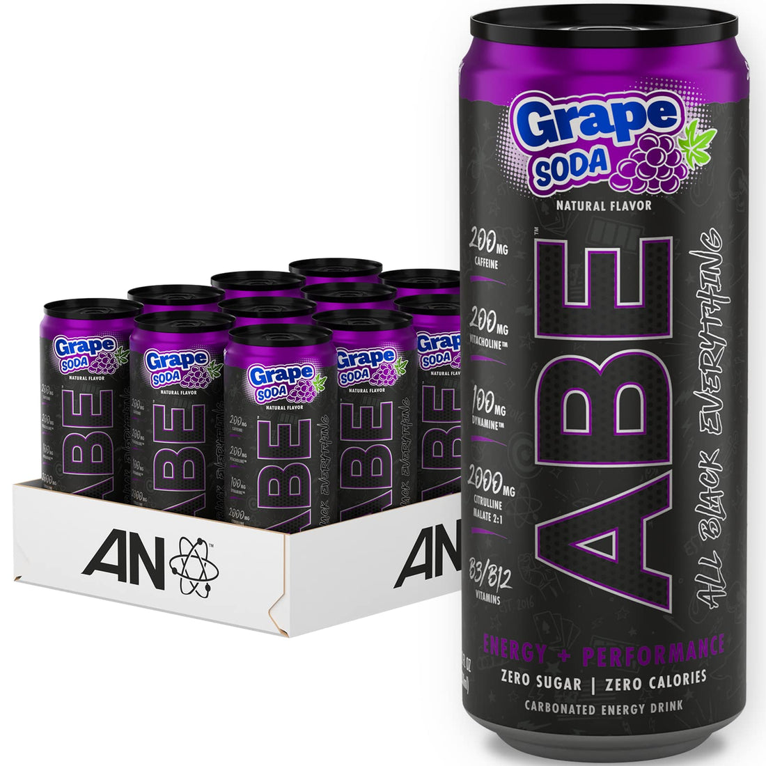 ABE Energy + Performance Sugar Free Energy Drink - All Black Everything Drink ABE all black everything uk supplements