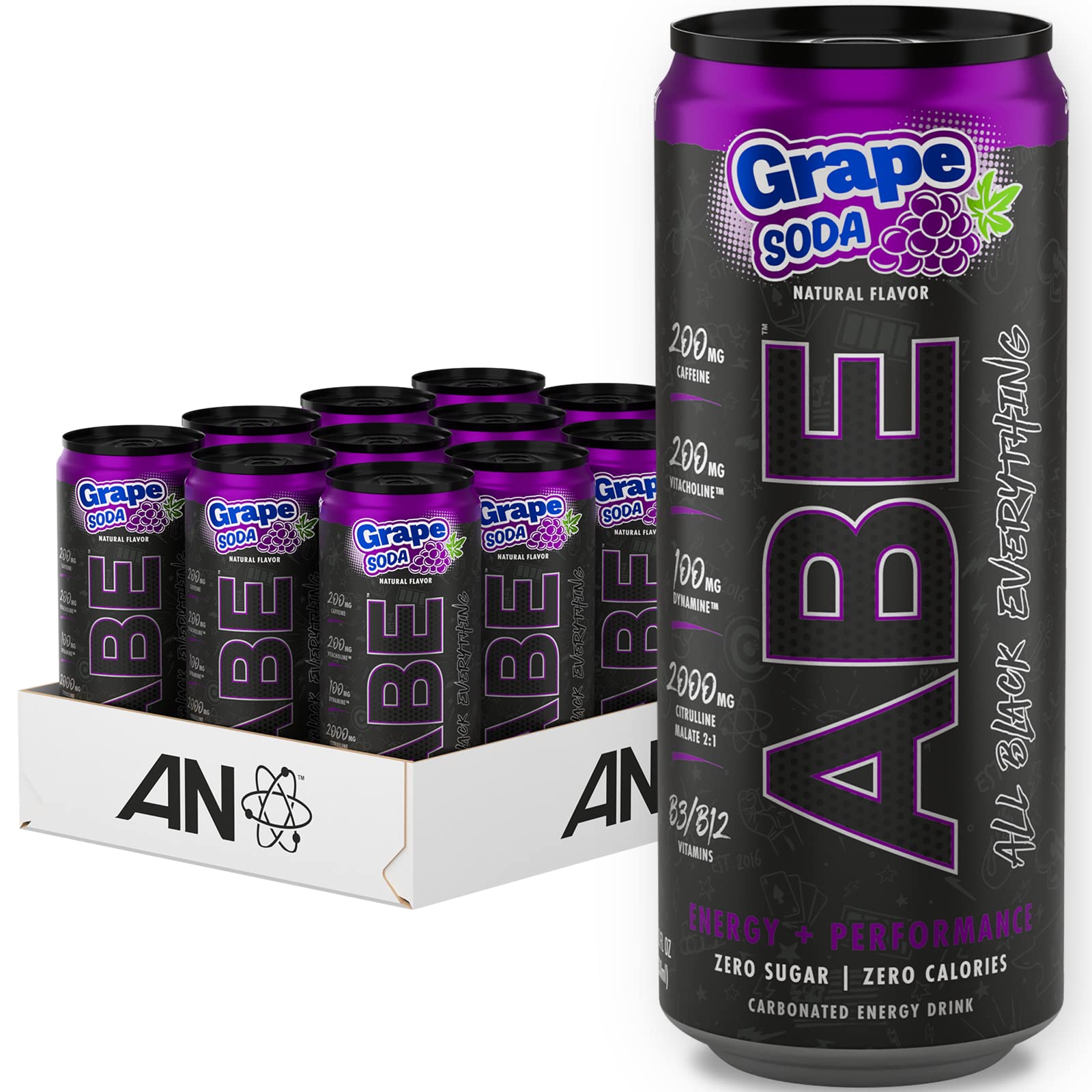 ABE Energy + Performance Sugar Free Energy Drink - All Black Everything Drink ABE all black everything uk supplements