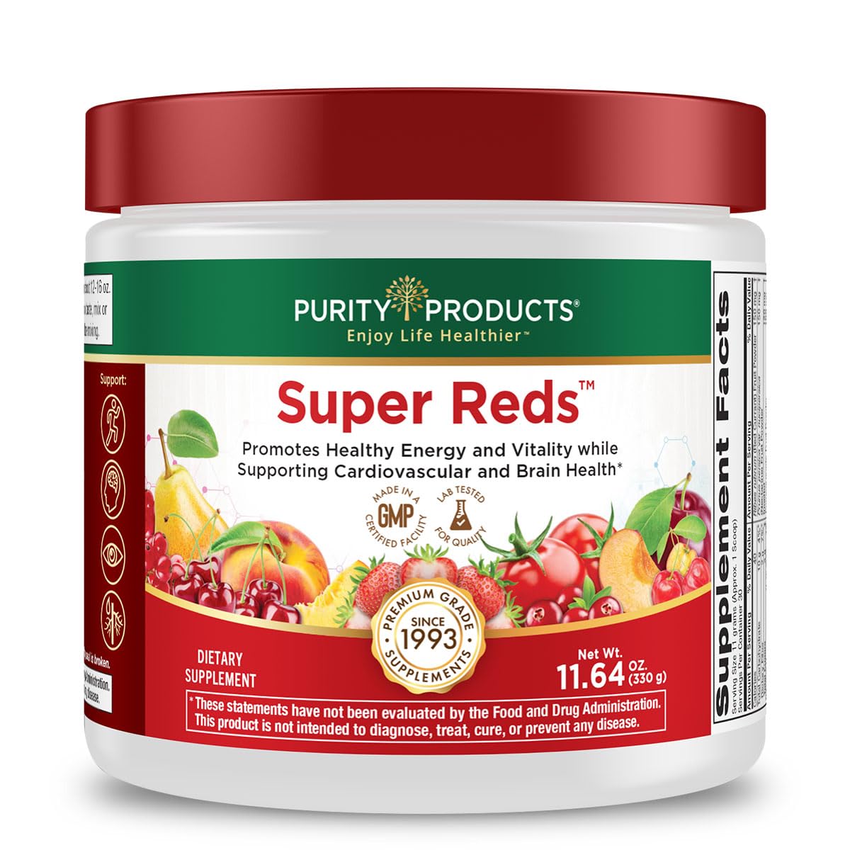 Purity Products Super Reds Powder Phytonutrient Superfood Drink Mix w/FloraGLO Lutein - Phytonutrient Blend containing Polyphenols, Antioxidants & More - 330 Grams - 30 Day Supply Purity Products uk supplements