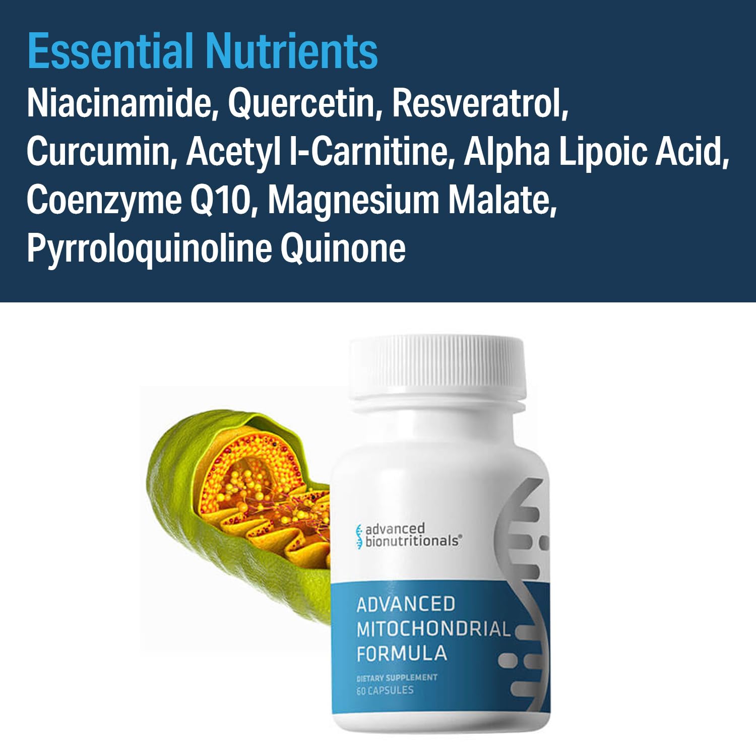 Advanced Bionutritionals – Advanced Mitochondrial Formula Support Supplement, Healthy Aging, Repair, Energy Optimizer with CoQ10, PQQ, Alpha Lipoic Acid, Gluten Free, Vegan, Non GMO (60 Tablets) Advanced Bionutritionals uk supplements