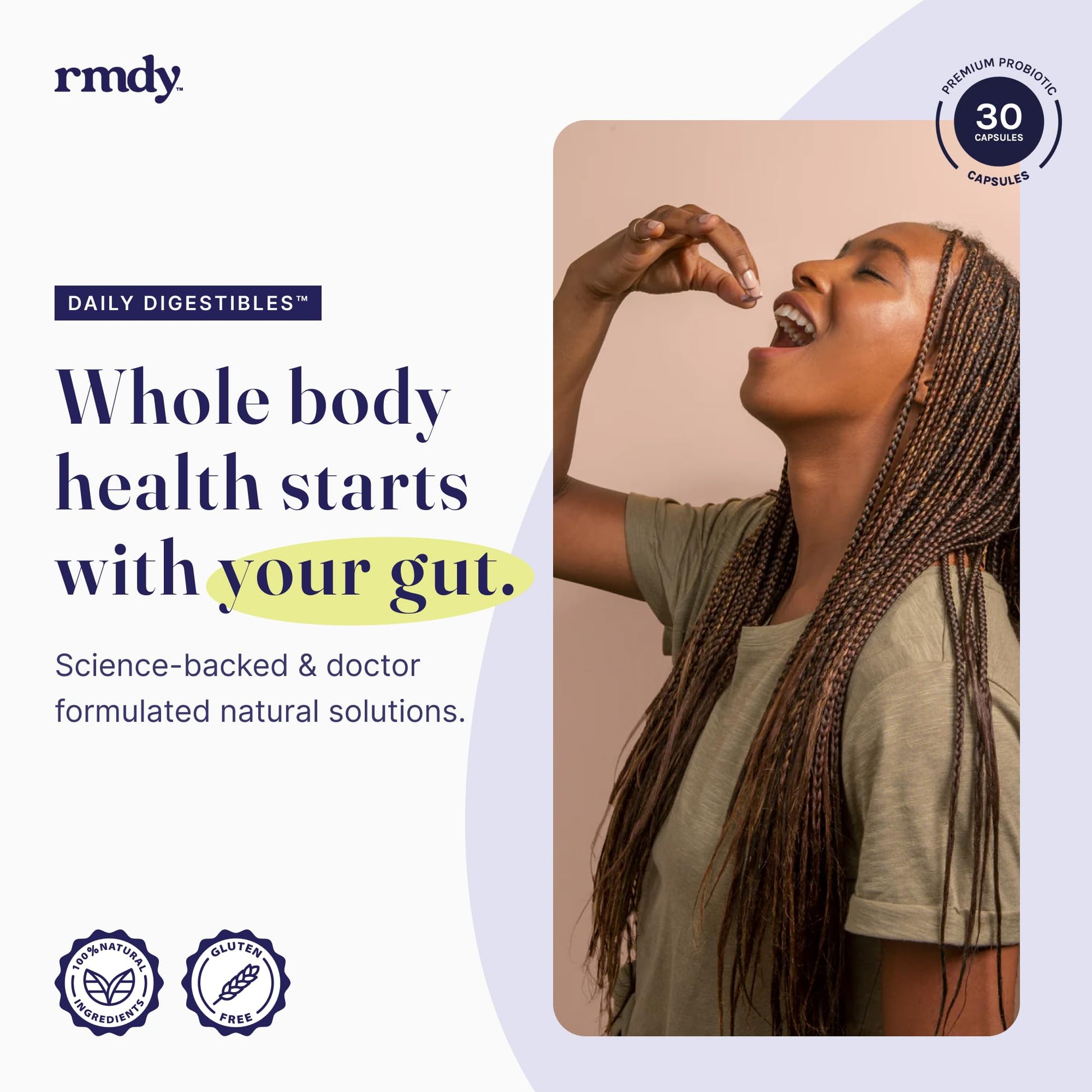 rmdy Constipation, Bloating, & Gas Relief | Relief from Diarrhea, & IBS | Probiotic for Digestive Health & Gut | 30 Capsules rmdy uk supplements