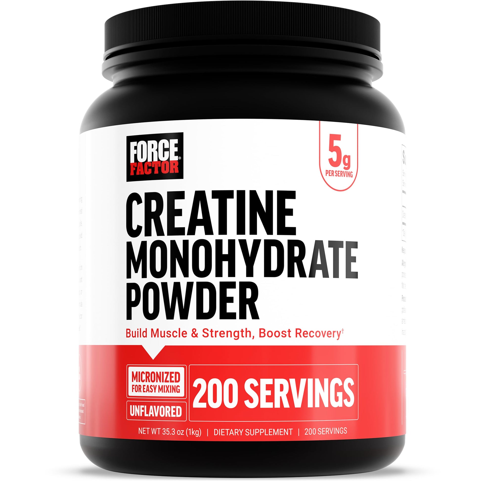 Force Factor Creatine Monohydrate Powder, 5g Micronized Dose to Support Muscle Growth, Strength, Recovery, Cognitive Health & Memory, Unflavored, 200 Servings Force Factor uk supplements