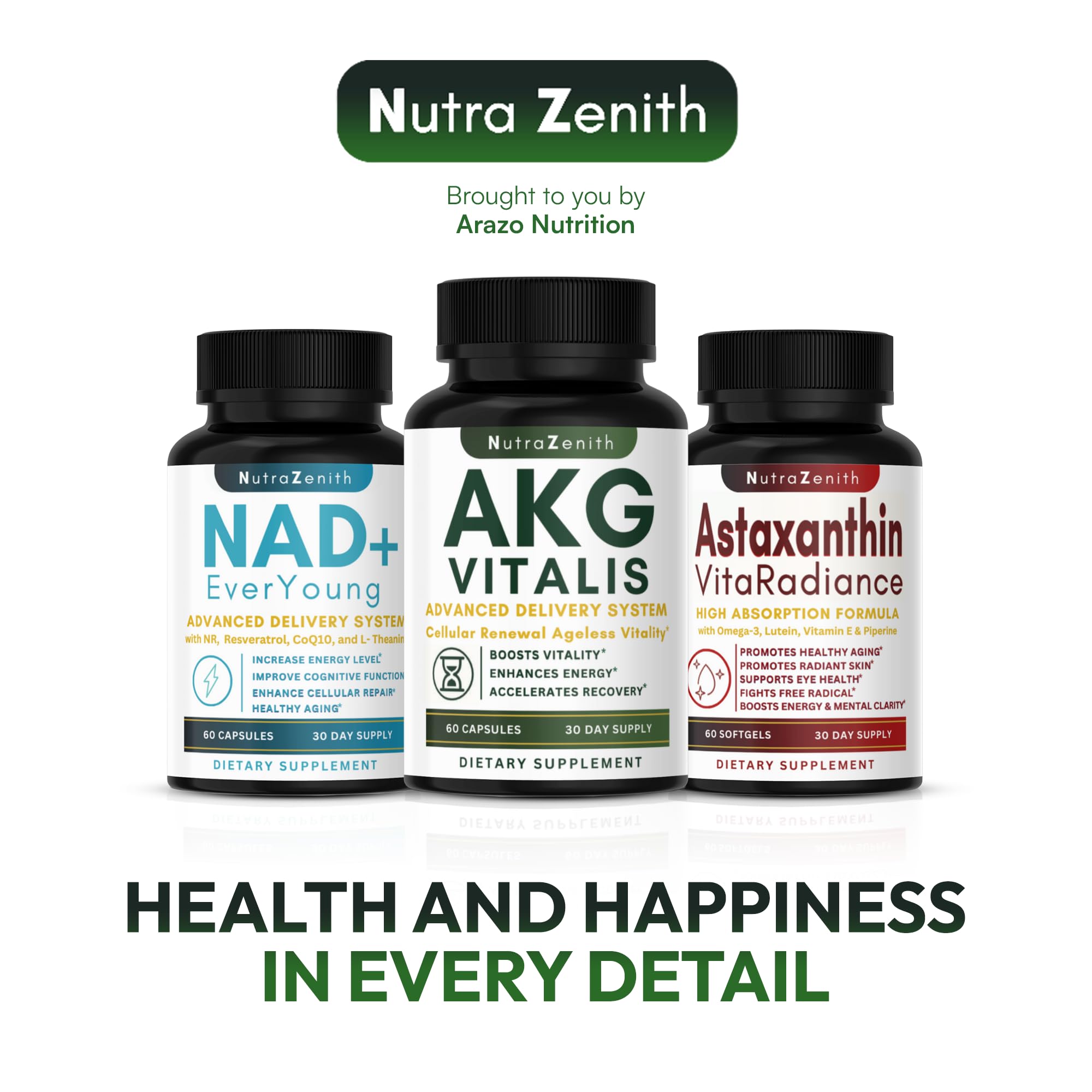 AKG Anti-Aging & Energy Boost Supplement with Vitamin B6, Vitamin C & L-Arginine – 60 Capsules for Youthful Skin, Cellular Renewal & Vitality Support Arazo Nutrition uk supplements