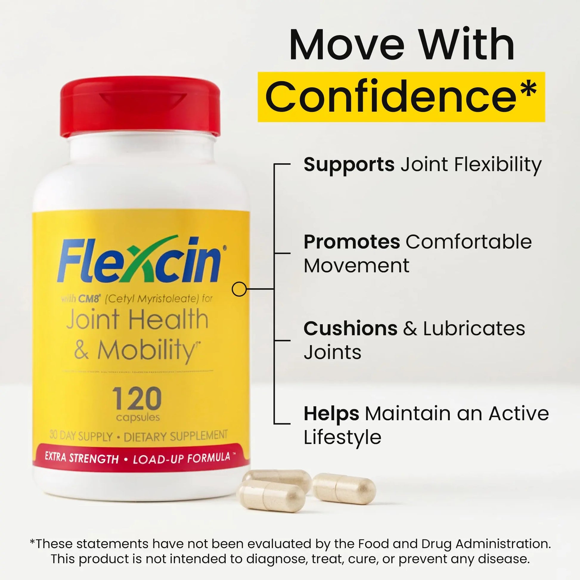 Flexcin Extra Strength Joint Formula with CM8 (Cetyl Myristoleate) - Joint Supplements for Men and Women with Glucosamine, MSM, Collagen Type II - 120 Capsules Flexcin uk supplements