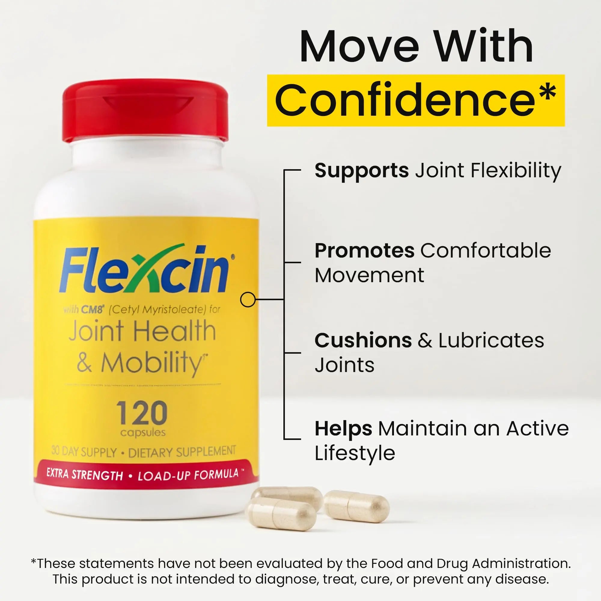 Flexcin Extra Strength Joint Formula with CM8 (Cetyl Myristoleate) - Joint Supplements for Men and Women with Glucosamine, MSM, Collagen Type II - 120 Capsules Flexcin uk supplements