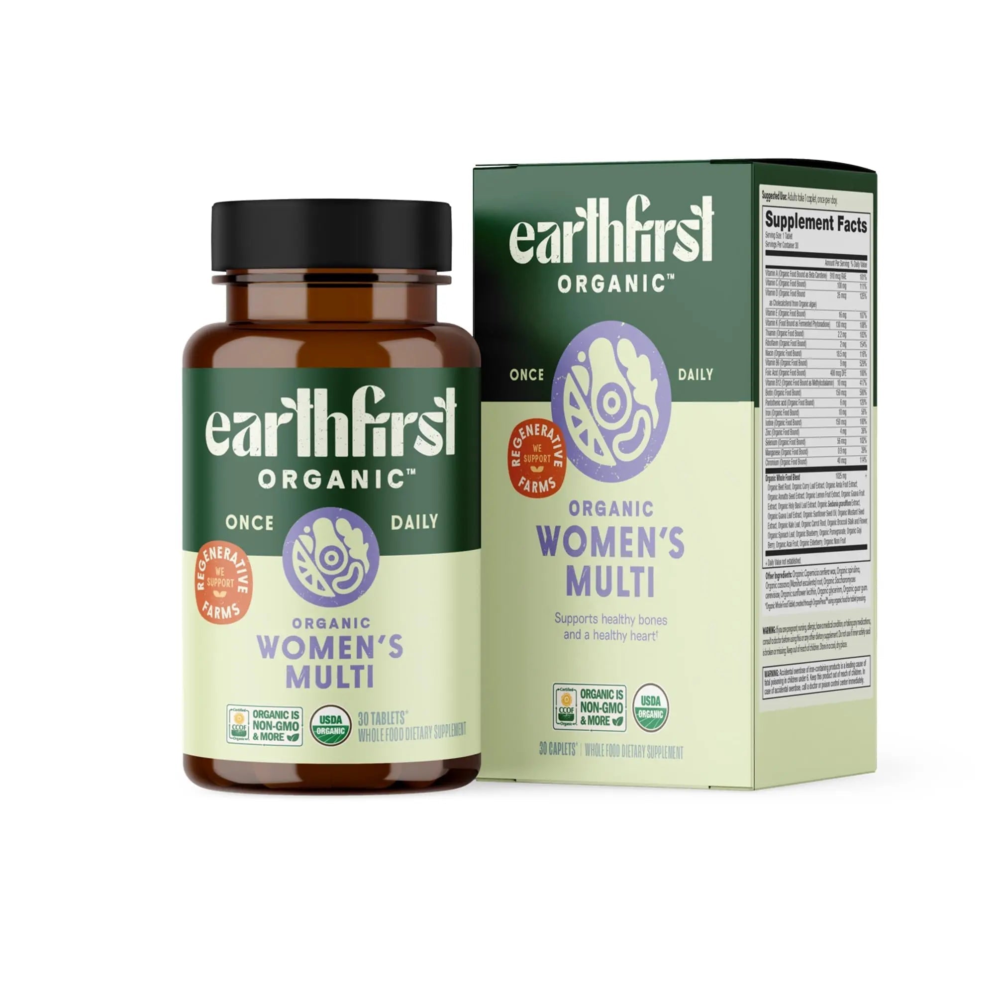 EarthFirst Organic Women’s Multi Once Daily, Women's Multivitamin, Iron, Vitamin B12 & More, 19 Vitamins from Herbs & Superfoods, 30 Count EarthFirst Organic uk supplements