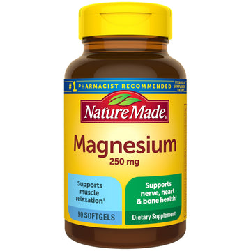Nature Made Magnesium 250 mg, Magnesium Supplements for Men and Women, Support for Muscle, Heart, Bone and Nerve Health, 90 Softgels, 90 Day Supply Nature Made uk supplements