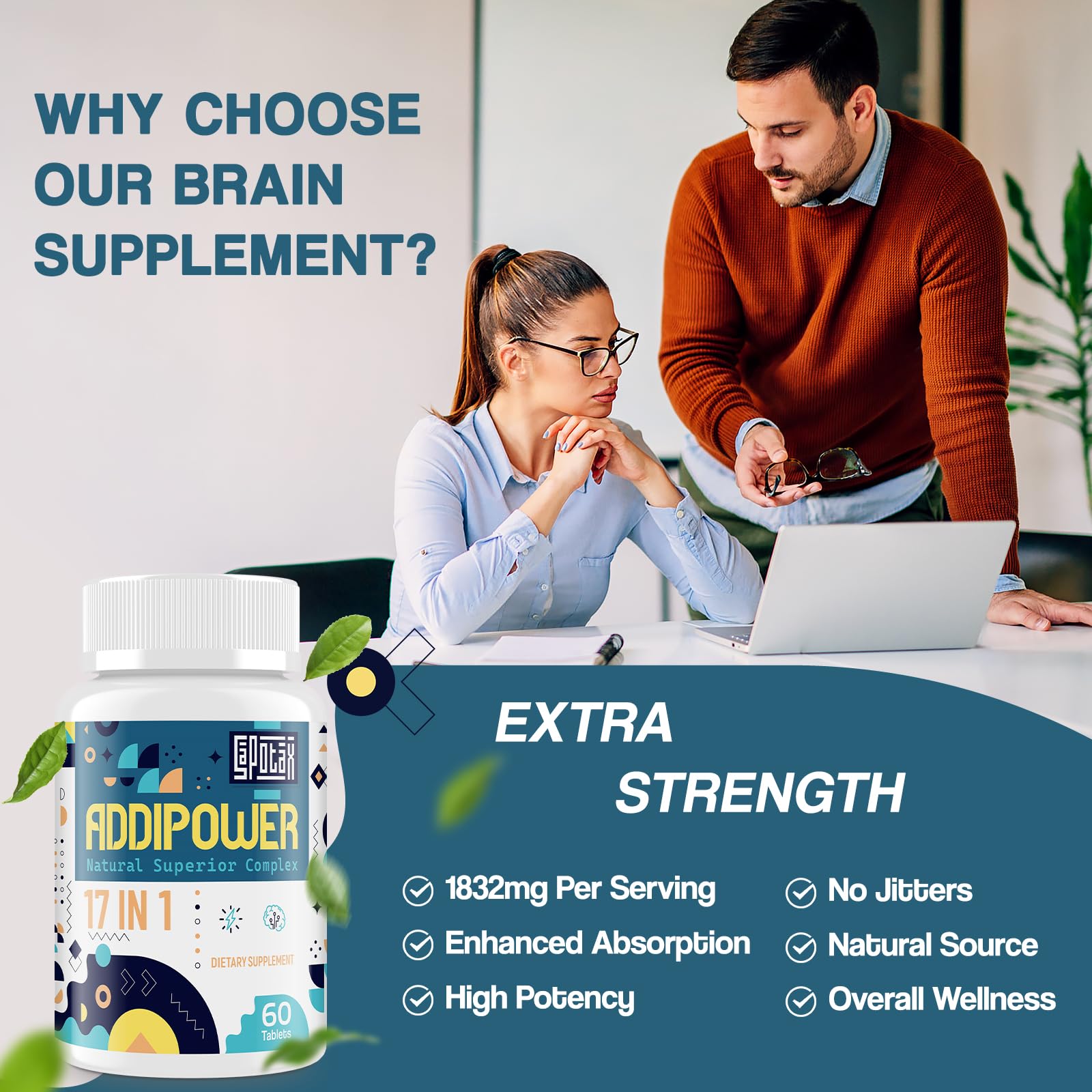 17-in-1 Brain Supplement for Memory and Focus | Nootropic Brain Supplement for Mental Clarity, Concentration, Alertness | Natural Nootropics with Herbal Extracts, Vitamins & Amino Acids (60 Tablets) Sapotax uk supplements