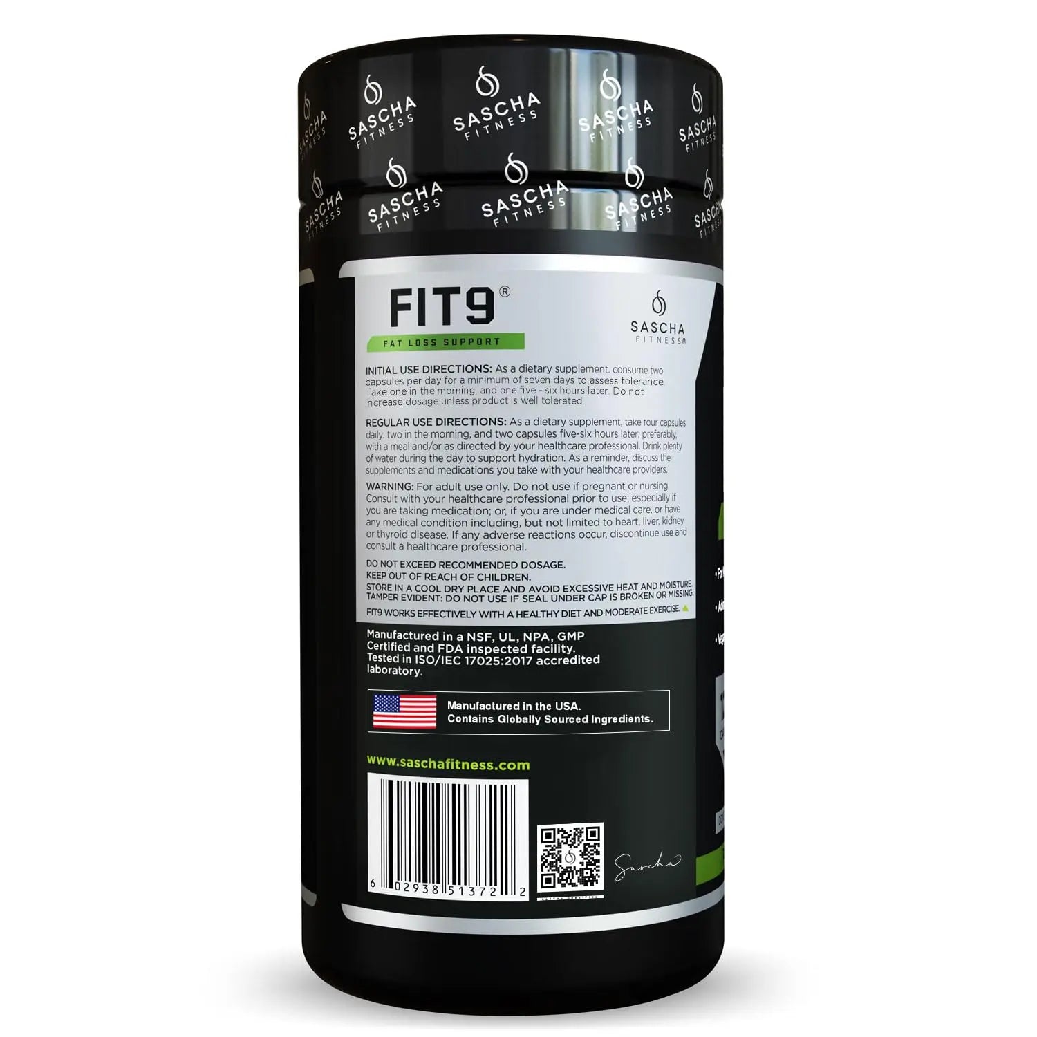 Sascha Fitness Fat Loss pills | Collagen support | Fluid Balance | FIT9 Ingredients: 7Keto + Uva Ursi, Gotu Kola, L-Theanine,Gingko Biloba,DIM,Green Tea | Weight Loss Supplements-Vegan-120 Natural Cap SASCHA FITNESS uk supplements