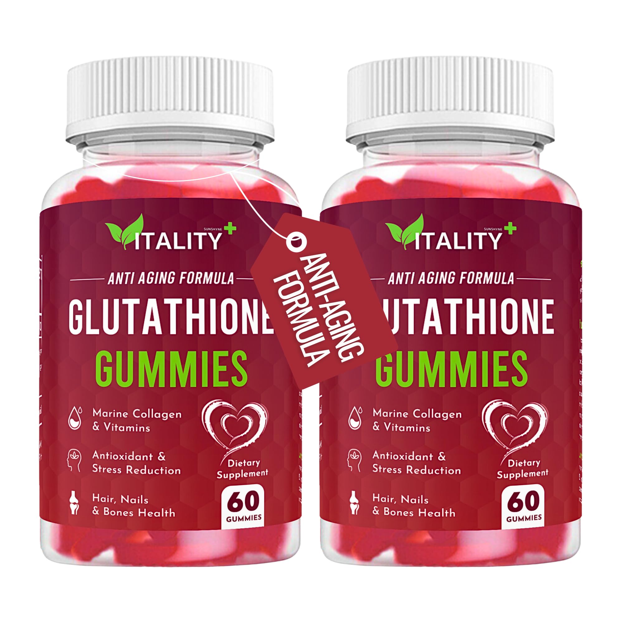 2 Pack Glutathione Gummies | with Marine Collagen | 1050mg per Serving | Antioxidant Support Sunshyne uk supplements