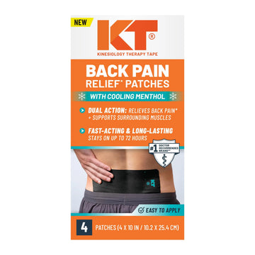 KT Tape, Back Pain Relief Patches, Extra Large 4"x10", Menthol Infused Kinesiology Tape, Cooling Pain Therapy, Everyday Long-Lasting Relief, 4 Count KT Tape uk supplements