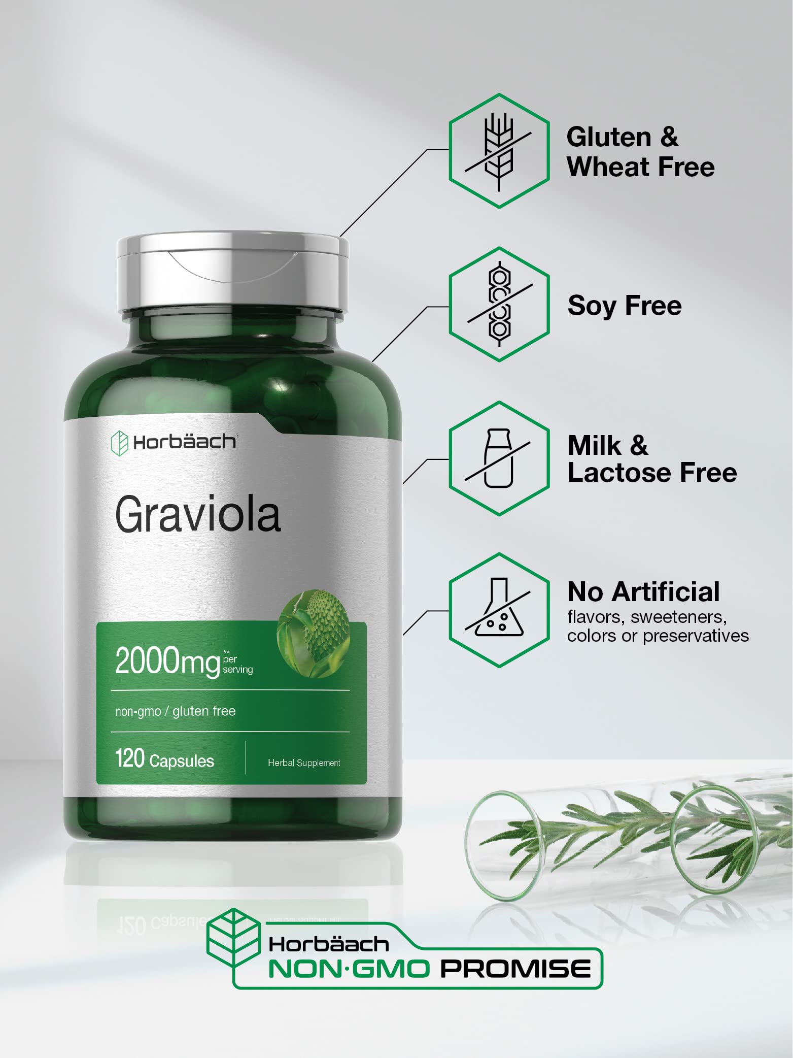 Graviola Extract 2000 mg 120 Capsules With Graviola Proprietary Blend Ingredient Horbäach uk supplements