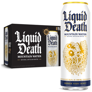Liquid Death Still Mountain Water, 19.2 oz King Size Cans (8-Pack) Liquid Death uk supplements