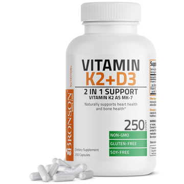 Bronson Vitamin K2 (MK7) with D3 Supplement Bone and Heart Health Non-GMO Bronson uk supplements