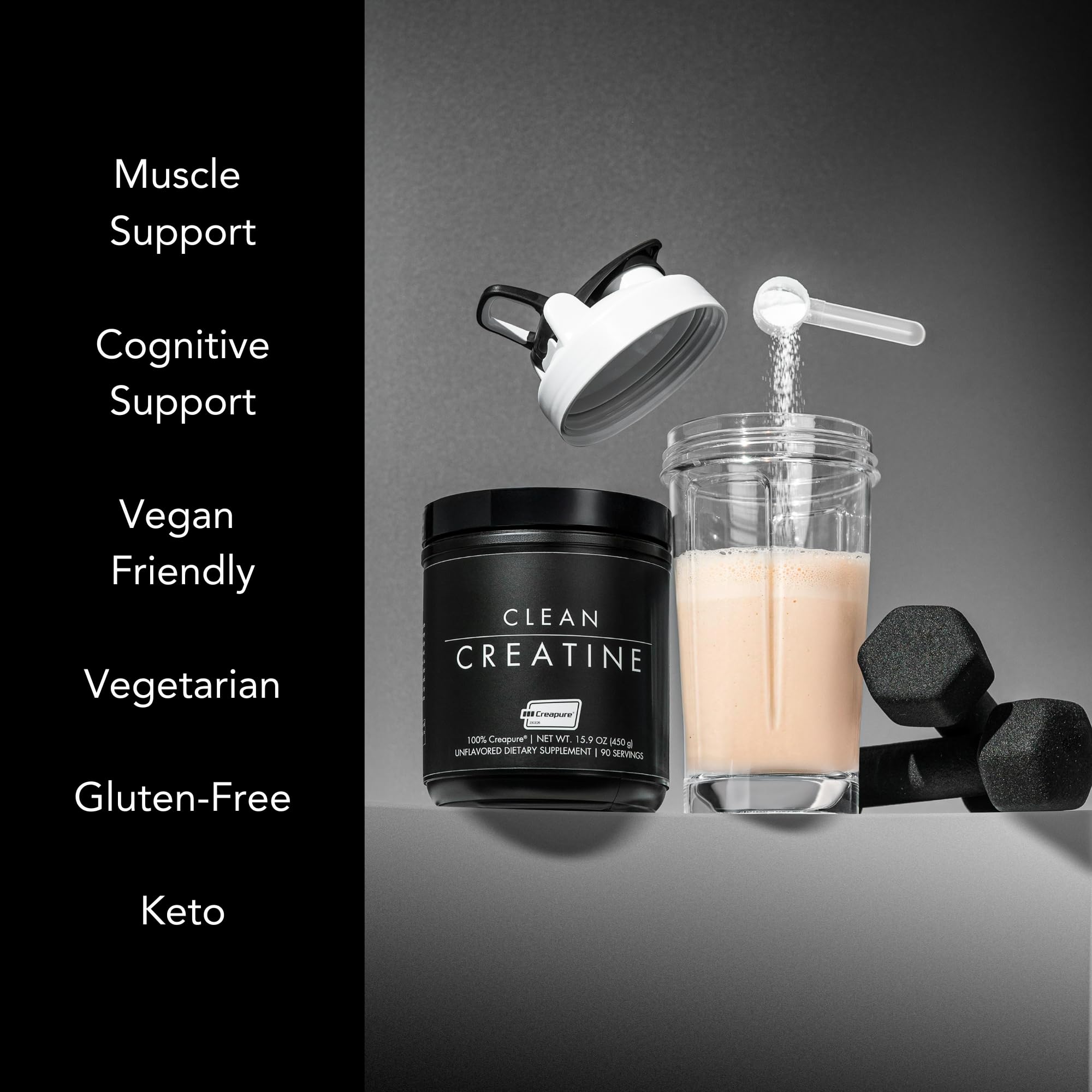 CLEAN Creatine - 100% Creapure® Creatine Monohydrate Powder for Muscle Health, Performance and Cognitive Support | 3rd Party Certified by NSF | 90 Servings | Unflavored | Vegan, Keto, and Gluten-Free CLEAN uk supplements