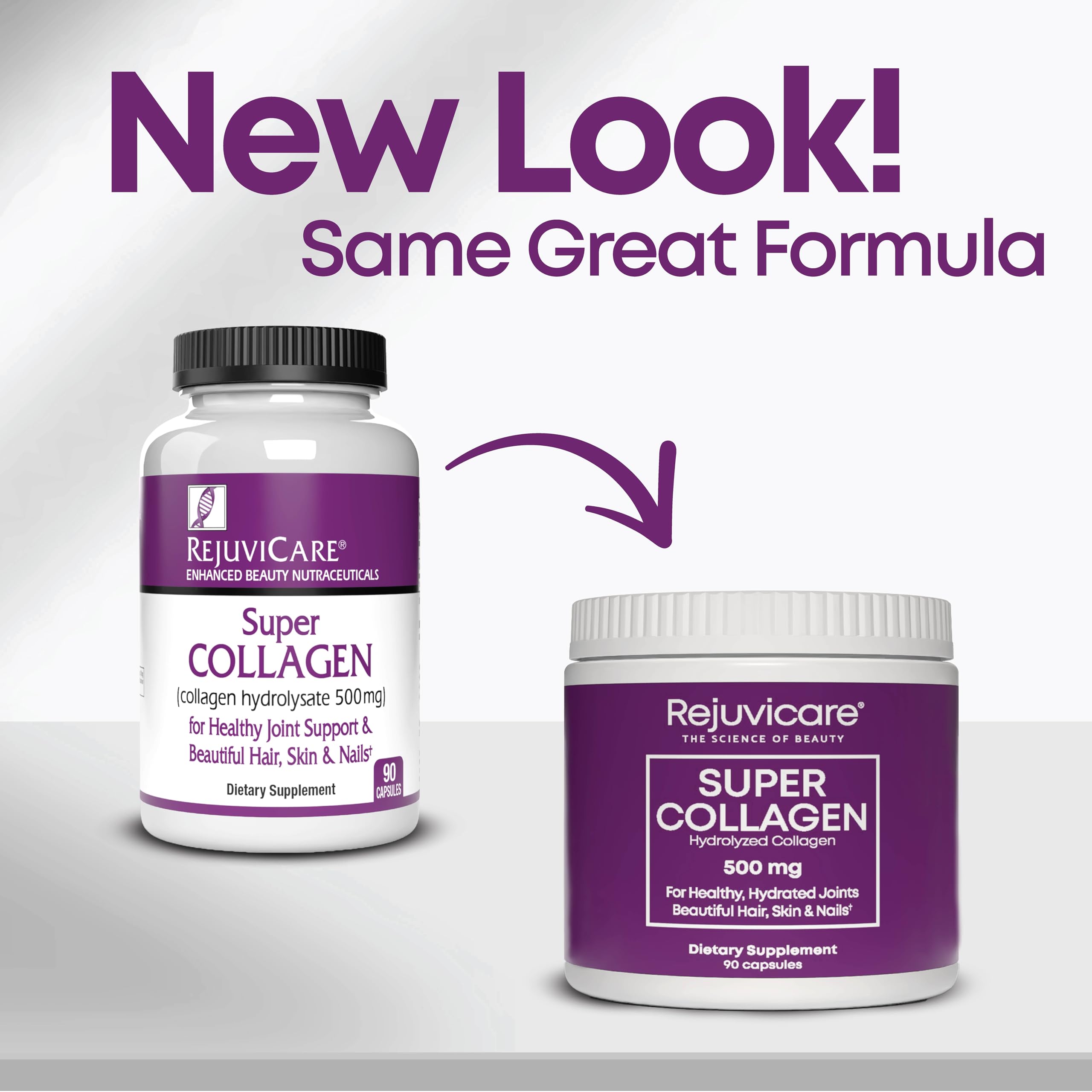 Rejuvicare Super Collagen Capsules for Beauty, Healthy Joints, Hair, Skin, & Nails, 90 Servings, Multi, (N8745)