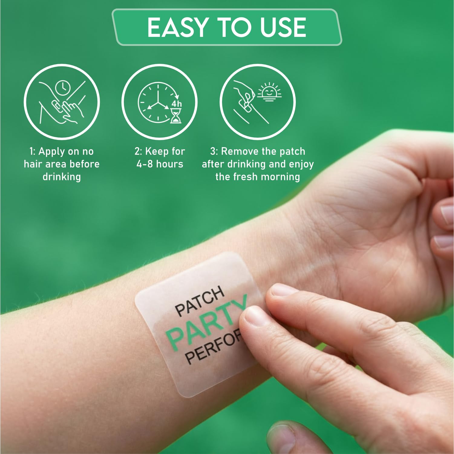 Recovery Patches 24 Pack, 100% Natural Ingredients Party Recovery Patch with Skin-Friendly & Waterproof Design, Strong Adhesive Party Patch for Secure Fit, Enhanced Morning Formula Uniqon uk supplements