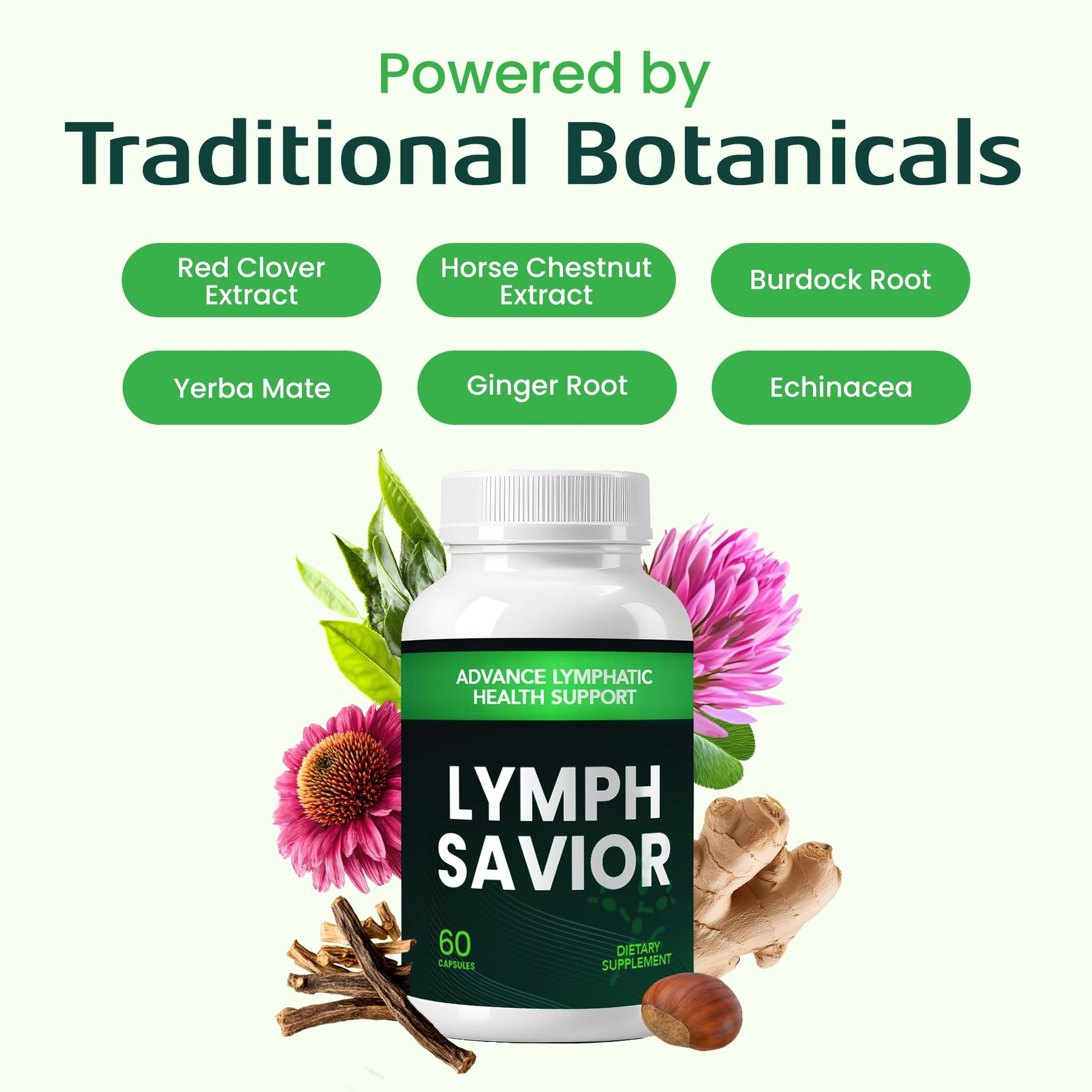 Lymph Savior - Plant-Based Lymphatic Support Supplement with Red Clover, Horse Chestnut & Burdock Root for Fluid Balance & Daily Wellness - Non-GMO, Made in USA - 30-Day Supply, 1 Bottle Lymph Savior uk supplements