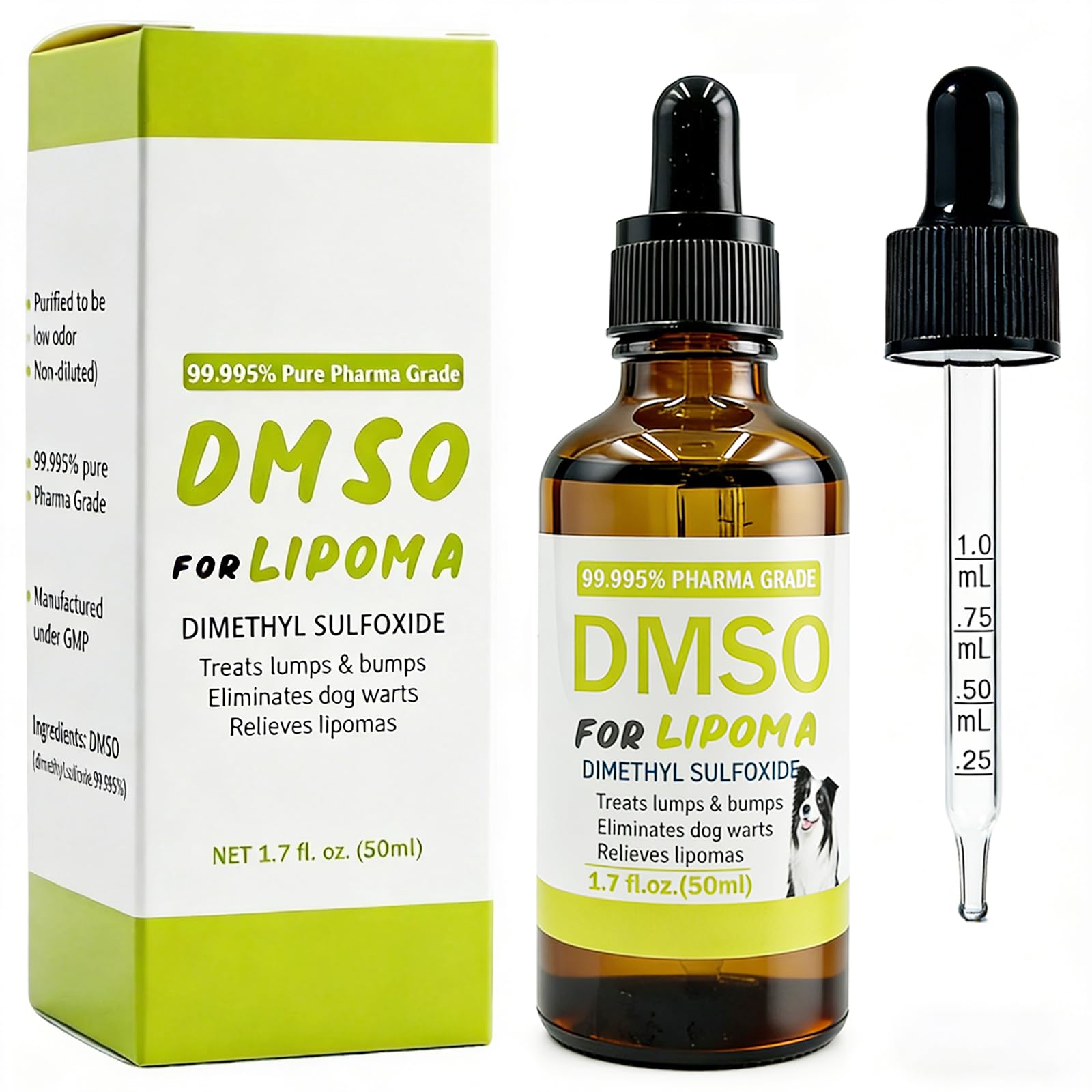 Topical 99.995% DMSO for Dogs Lipoma, Lipoma Treatment for Dogs, Reduce Fatty Lumps and Bumps Inflammation, Swelling, Dog Pain Relief, DMSO in Glass Bottle with Precision Dropper, 1.7 oz Jdicklary uk supplements