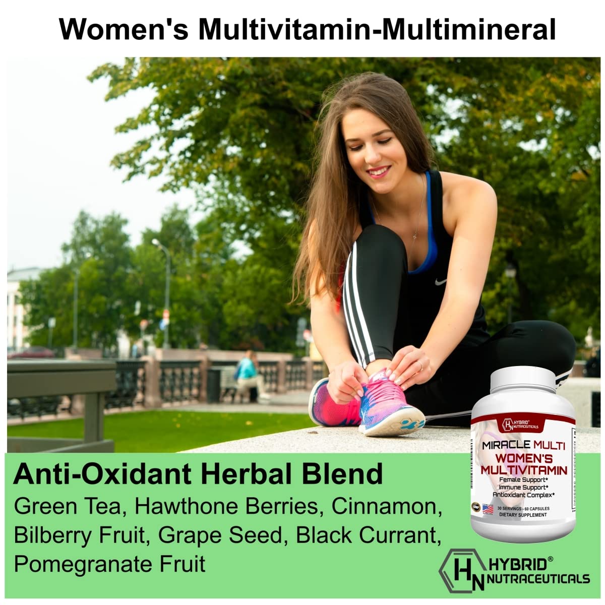 MiracleMulti Multivitamin for Women - Female Support Formula, Immune Support, Minerals, Biotin, Antioxidants & Superfoods Blend – 60 Capsules Hybrid Nutraceuticals uk supplements