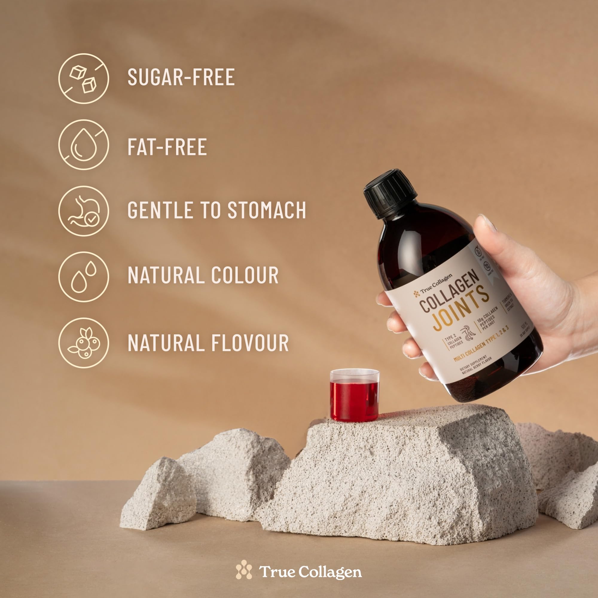 True Collagen Joints | 10,000 mg Hydrolyzed Collagen Liquid Supplement - 500 ml, 20 Day Supply | Glucosamine, MSM and Chondroitin for Healthy Joints | Fat-Free, Sugar-Free, 100% Natural Berry Flavor True Collagen uk supplements
