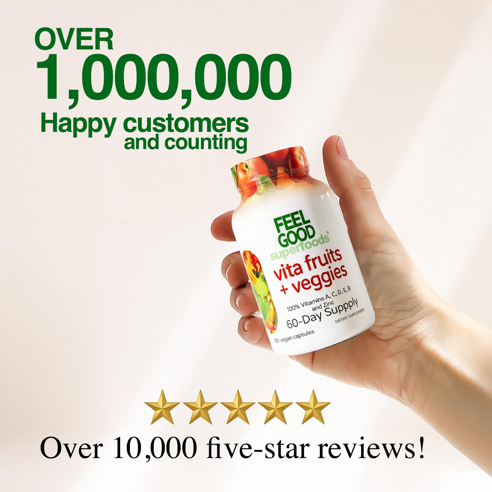 FeelGood Superfoods 1000mg Immune Support Capsules Made with 25 Organic Fruits and Vegetables, Strong Immunity Boosters with Vitamins A, C, D3, and Zinc, 60 Count FeelGood Superfoods uk supplements