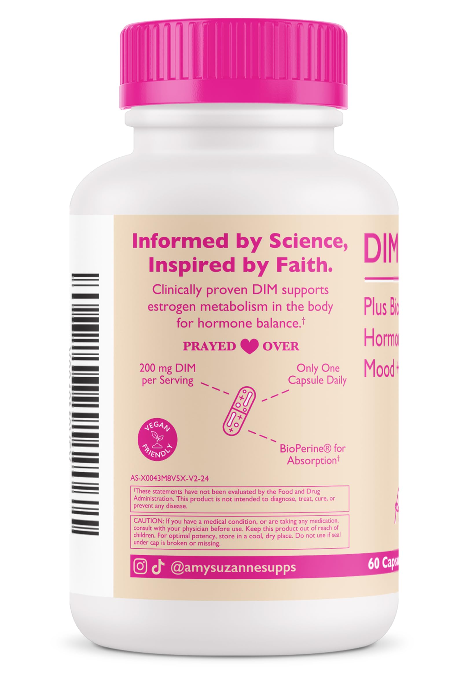 Amy Suzanne 200 DIM Supplement for Women - Estrogen Metabolism and Hormone Harmony for Menopause, Perimenopause & PMS Support - DIM Plus Bioperine for Mood Support - 60 Day Supply, Vegan Amy Suzanne uk supplements