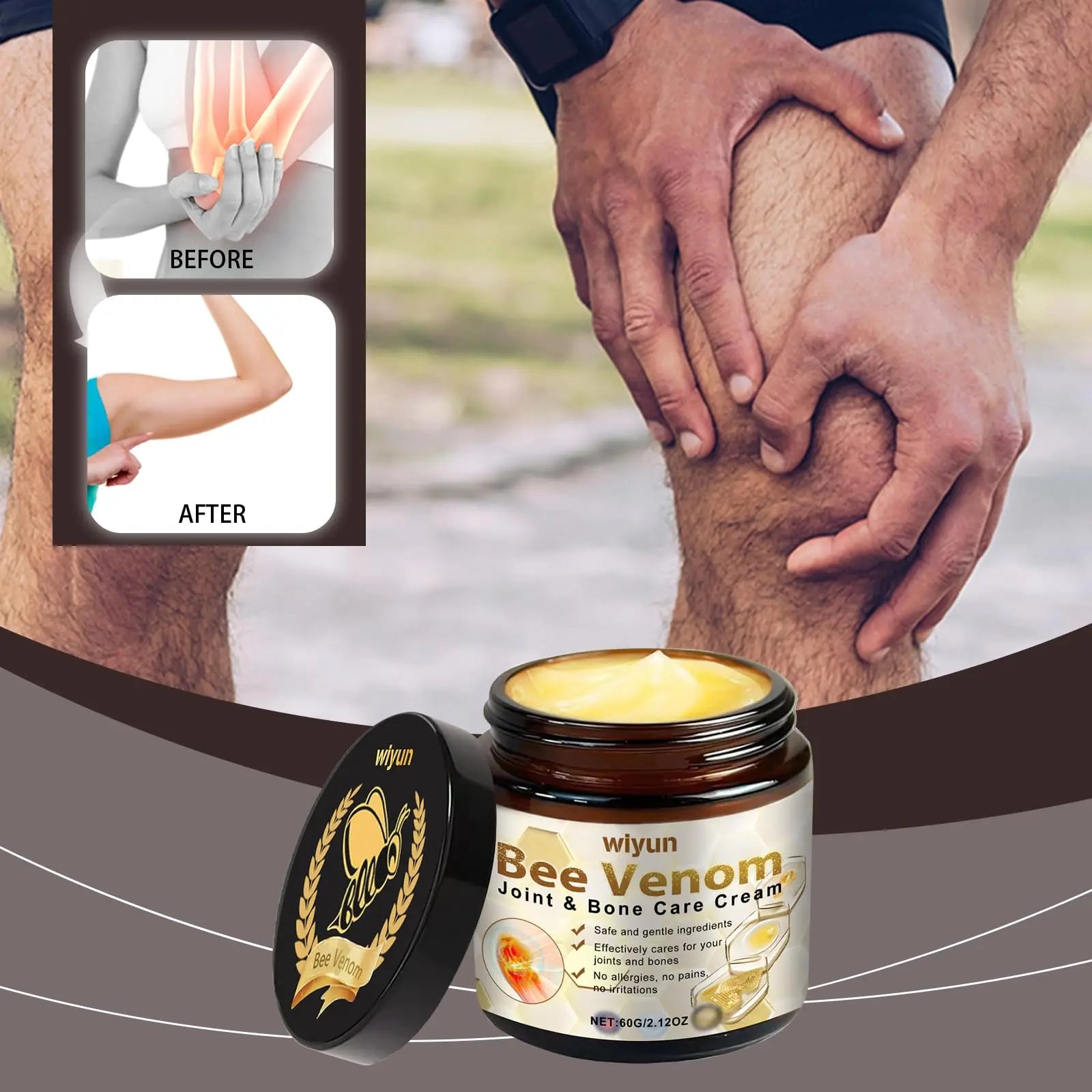 JOYVOIDX Bee Venom Joint Cream with with Glycerin & Lemon Extract, Helps Soothe Joint & Muscle Discomfort, Intense Moisturizing,Provides Cooling Sensation, Non-Greasy Fast Absorbing Formula,2.12 oz JOYVOIDX uk supplements