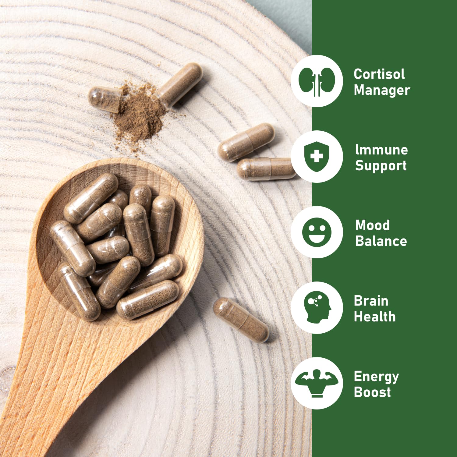 GlowEver KSM-66 Ashwagandha Supplements with L-Theanine Moringa Organic Mushrooms Complex Ginseng Ginkgo Biloba - Mood & Energy Support, Cortisol Manager, Immune Support, 60 Vegan Capsules GlowEver uk supplements