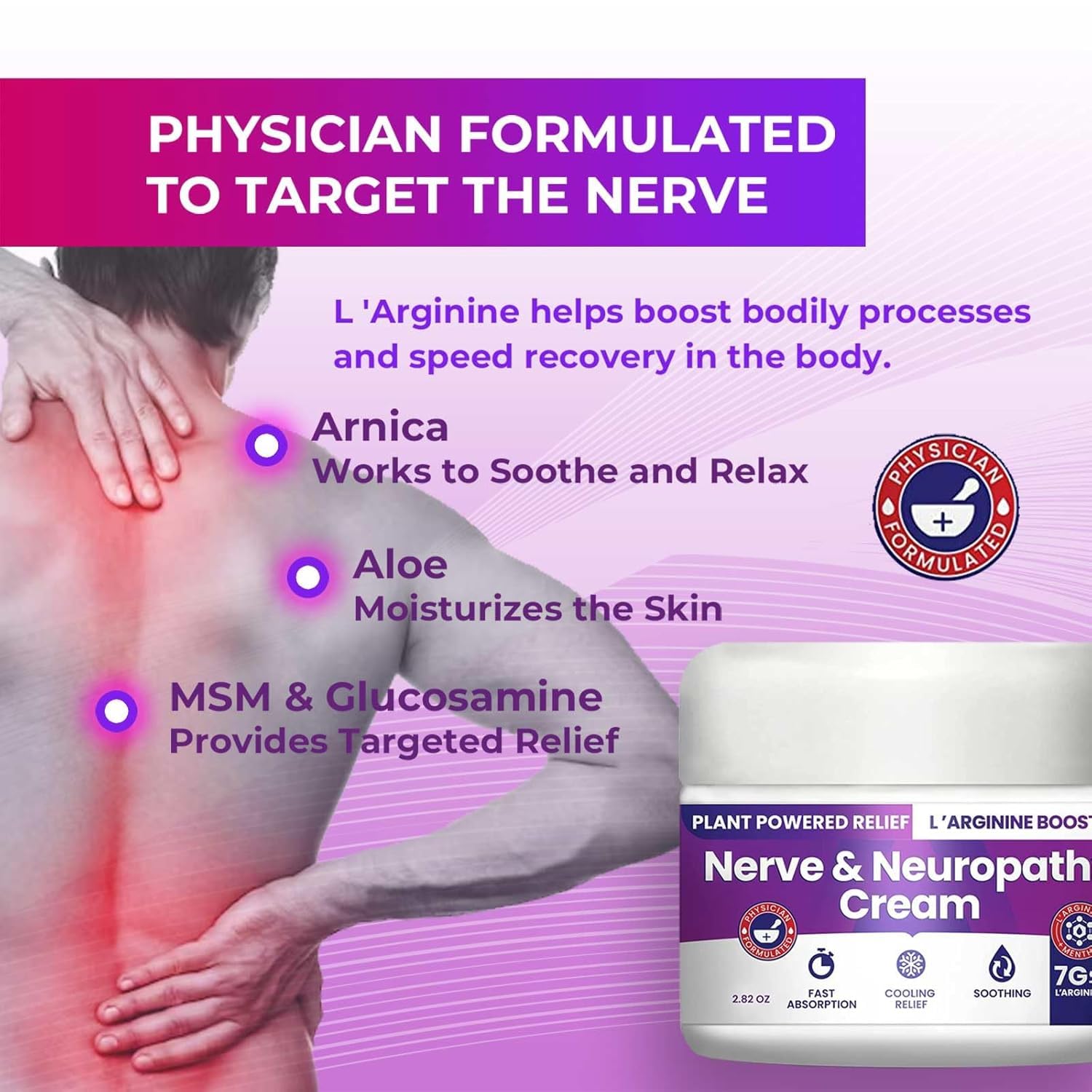 Nerve and Neuropathy Cream – Plant Powered Relief for Foot, Hands, Legs, Toes Includes 7grams of L’Arginine; Vitamin B6, Arnica, Aloe -2.82oz M PAIN MANAGEMENT TECHNOLOGIES uk supplements