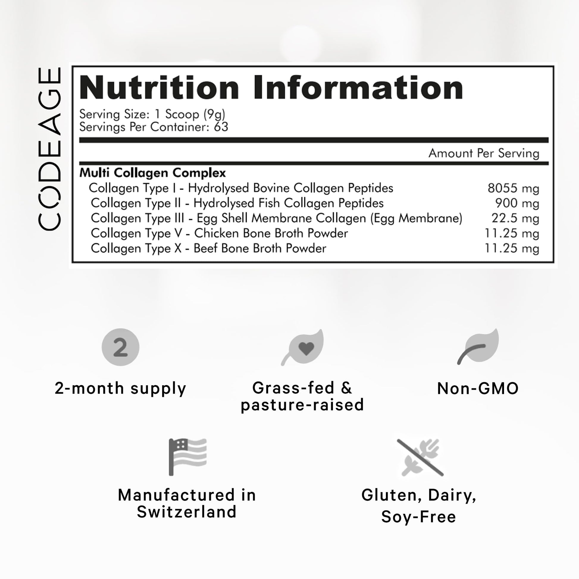 Codeage Multi Collagen Protein Powder Peptides, 2-Month Supply, Hydrolyzed, Type I, II, III, V, X Grass Fed Codeage uk supplements