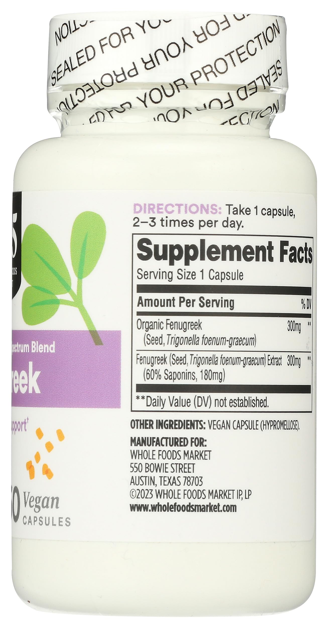 365 by Whole Foods Market, Fenugreek Standardized + Full Spectrum Blend, Lactation Support, Vegan Capsules, 60 Count 365 by Whole Foods Market uk supplements