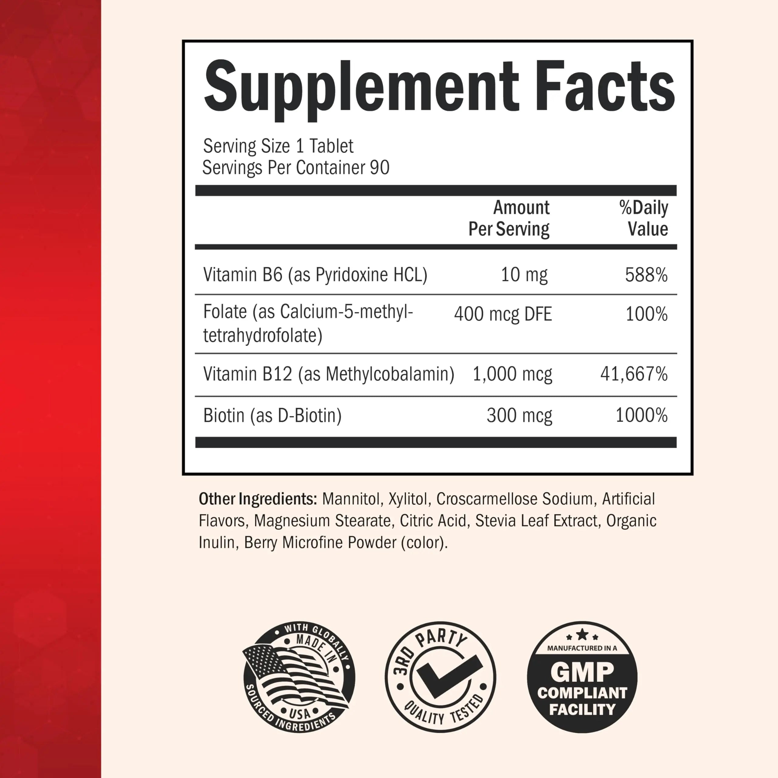 BioSchwartz Bariatric B12 Plus Dissolvable Tablets - 1000mcg Vitamin B12, Vitamin B6, Folate, Biotin - Cherry Strawberry Flavor BioSchwartz uk supplements