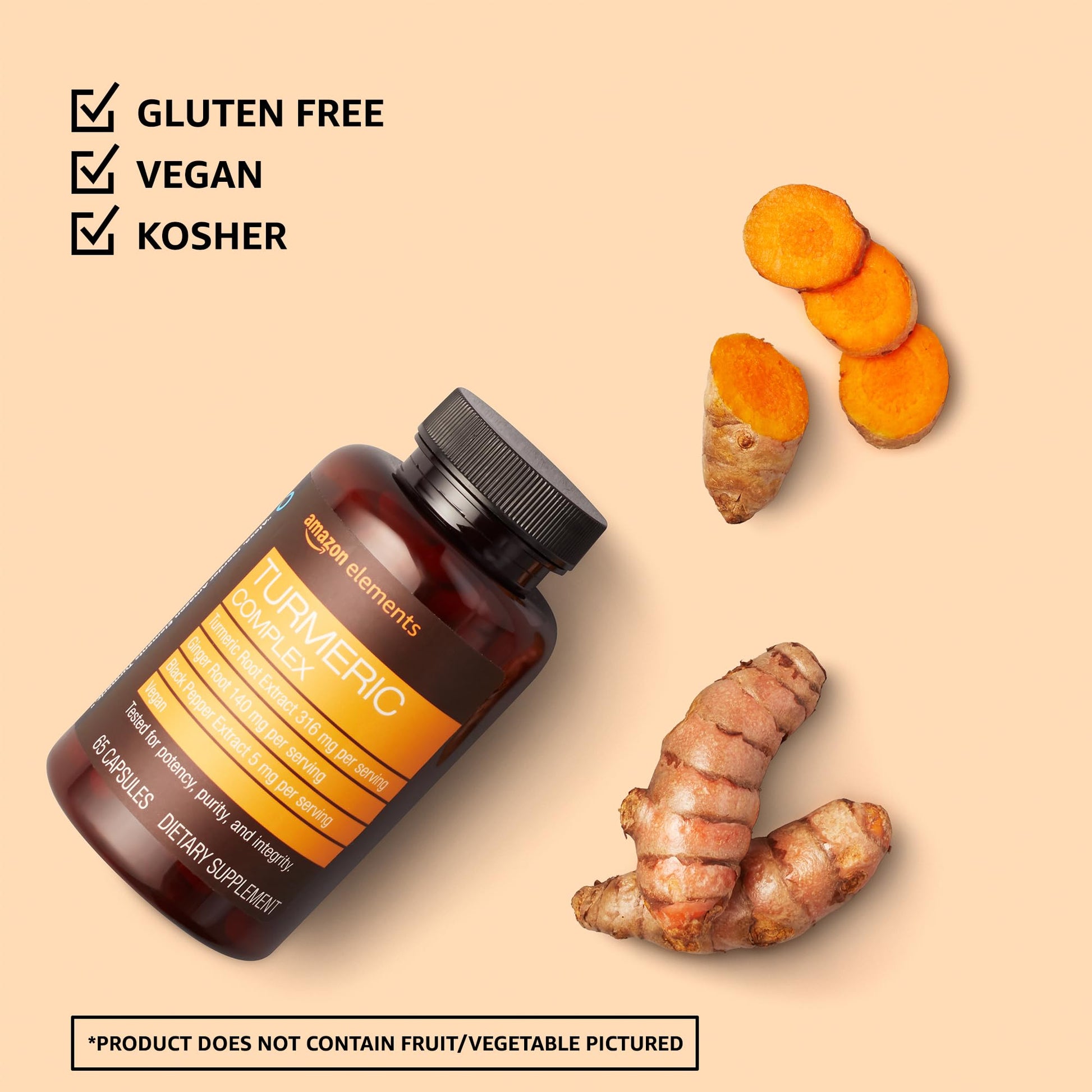 Amazon Elements Turmeric Complex, 316 mg Curcumin, 140 mg Ginger, 5 mg Black Amazon Elements uk supplements