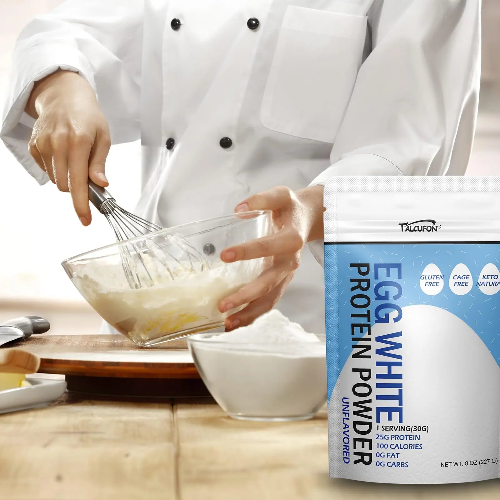 Talcufon Egg White Protein Powder 8 Oz Pasteurized No Additives, High Protein, Gluten-Free Ideal for Baking and Cooking, Unflavored 227G Talcufon uk supplements