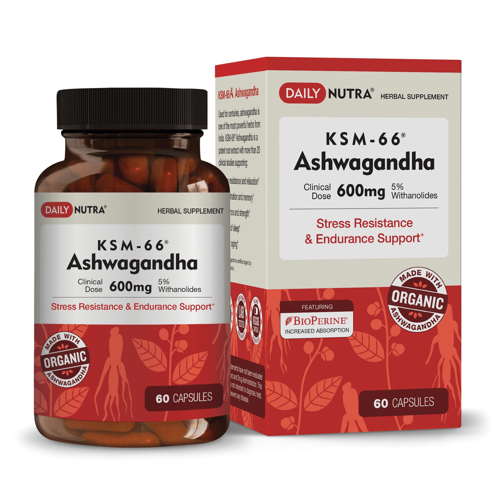 DailyNutra KSM-66 Ashwagandha 600mg Organic Root Extract - High Potency Supplement DailyNutra uk supplements