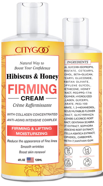 Hibiscus and Honey Firming Cream, Skin Tightening Lotion, Reduces the Look of Neck Lines CITYGOO uk supplements